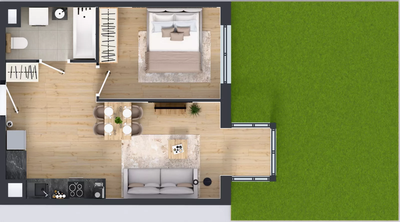 2 pokoje, mieszkanie 41,16 m², parter, oferta nr L 0_M09, Clou Lindego, Kraków, Bronowice, ul. Samuela Bogumiła Lindego 5