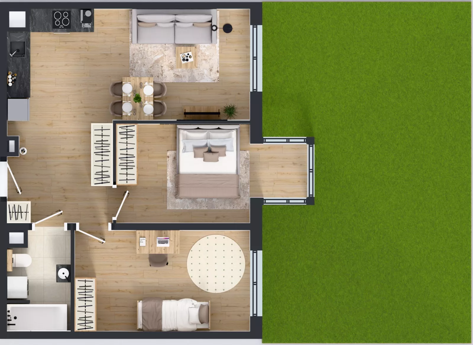 3 pokoje, mieszkanie 58,95 m², parter, oferta nr L 0_M10, Clou Lindego, Kraków, Bronowice, ul. Samuela Bogumiła Lindego 5
