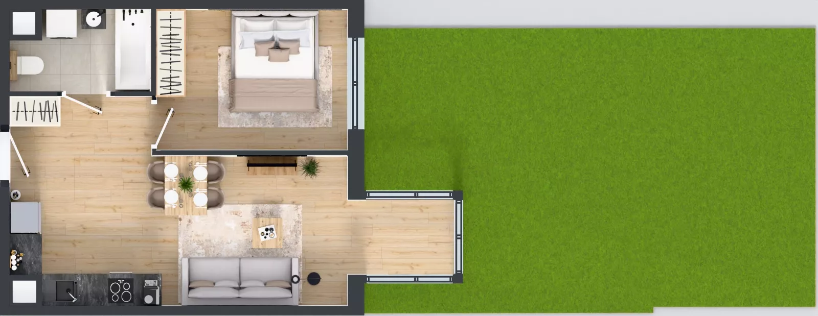 2 pokoje, mieszkanie 41,41 m², parter, oferta nr L 0_M11, Clou Lindego, Kraków, Bronowice, ul. Samuela Bogumiła Lindego 5