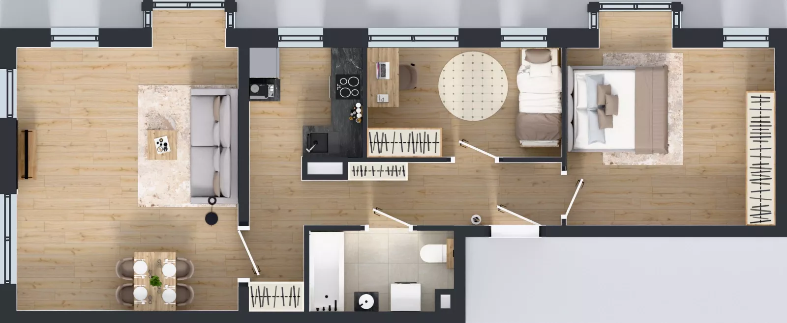 3 pokoje, mieszkanie 69,13 m², piętro 1, oferta nr L 1_M01, Clou Lindego, Kraków, Bronowice, ul. Samuela Bogumiła Lindego 5