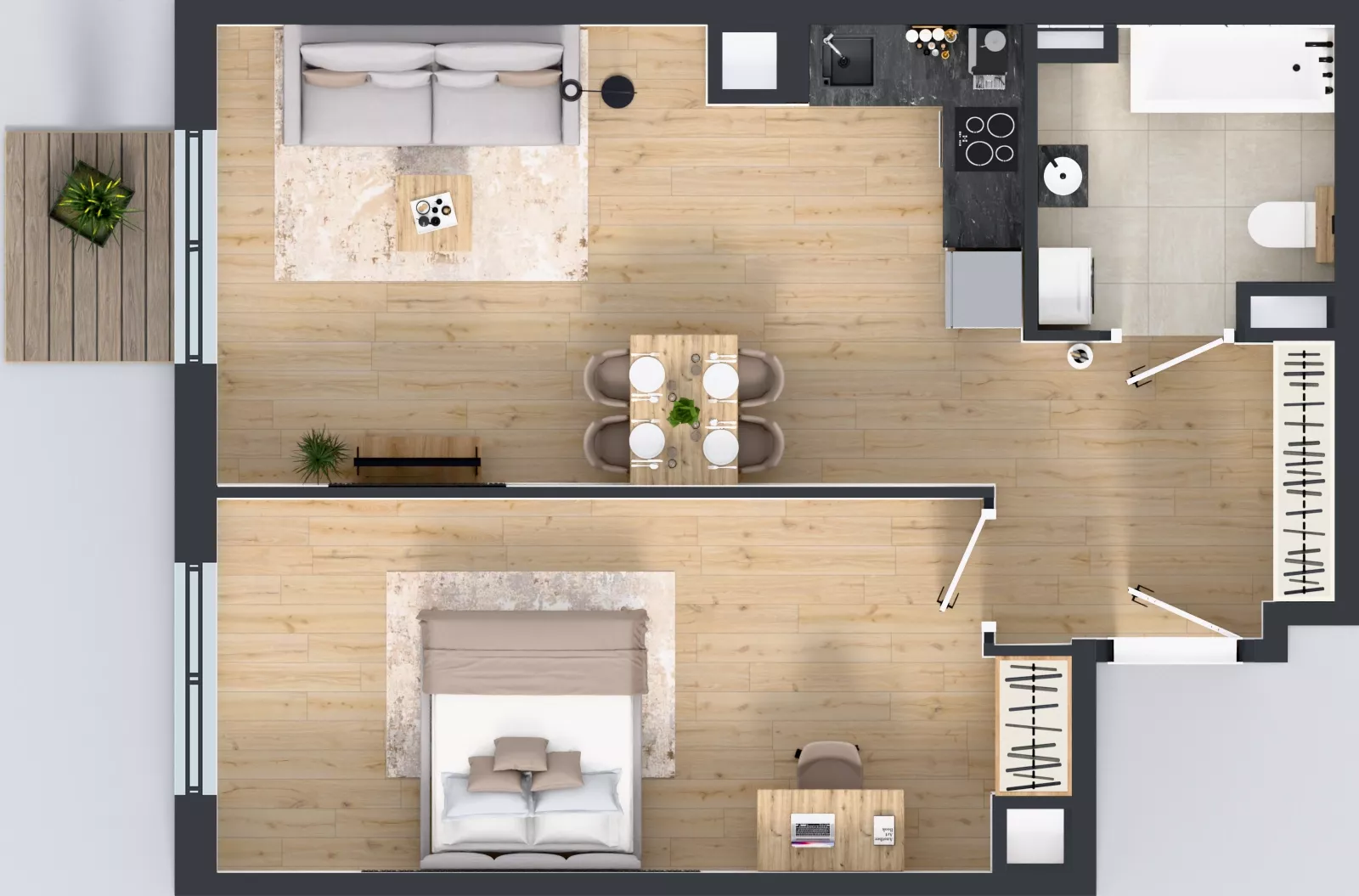 2 pokoje, mieszkanie 52,04 m², piętro 1, oferta nr L 1_M02, Clou Lindego, Kraków, Bronowice, ul. Samuela Bogumiła Lindego 5