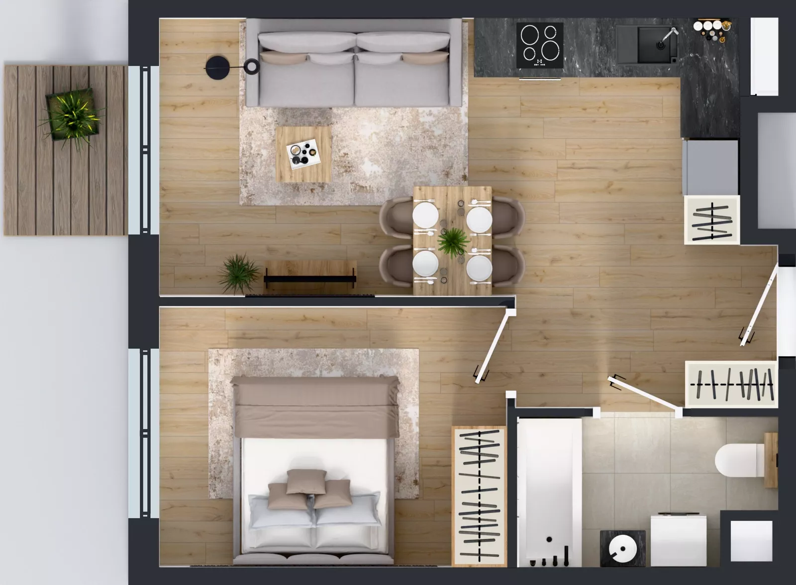 2 pokoje, mieszkanie 38,07 m², piętro 1, oferta nr L 1_M06, Clou Lindego, Kraków, Bronowice, ul. Samuela Bogumiła Lindego 5