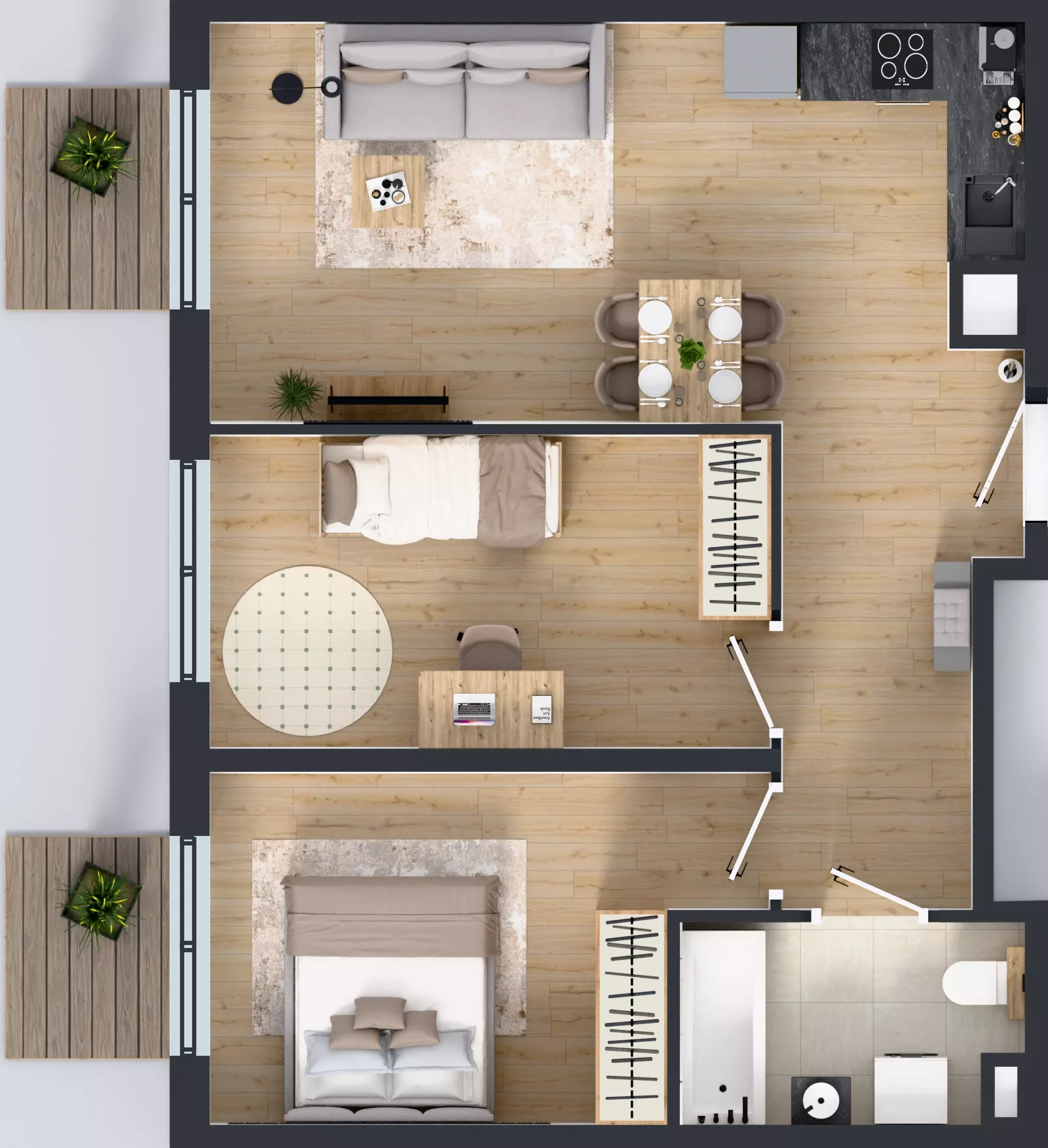 3 pokoje, mieszkanie 57,09 m², piętro 1, oferta nr L 1_M07, Clou Lindego, Kraków, Bronowice, ul. Samuela Bogumiła Lindego 5