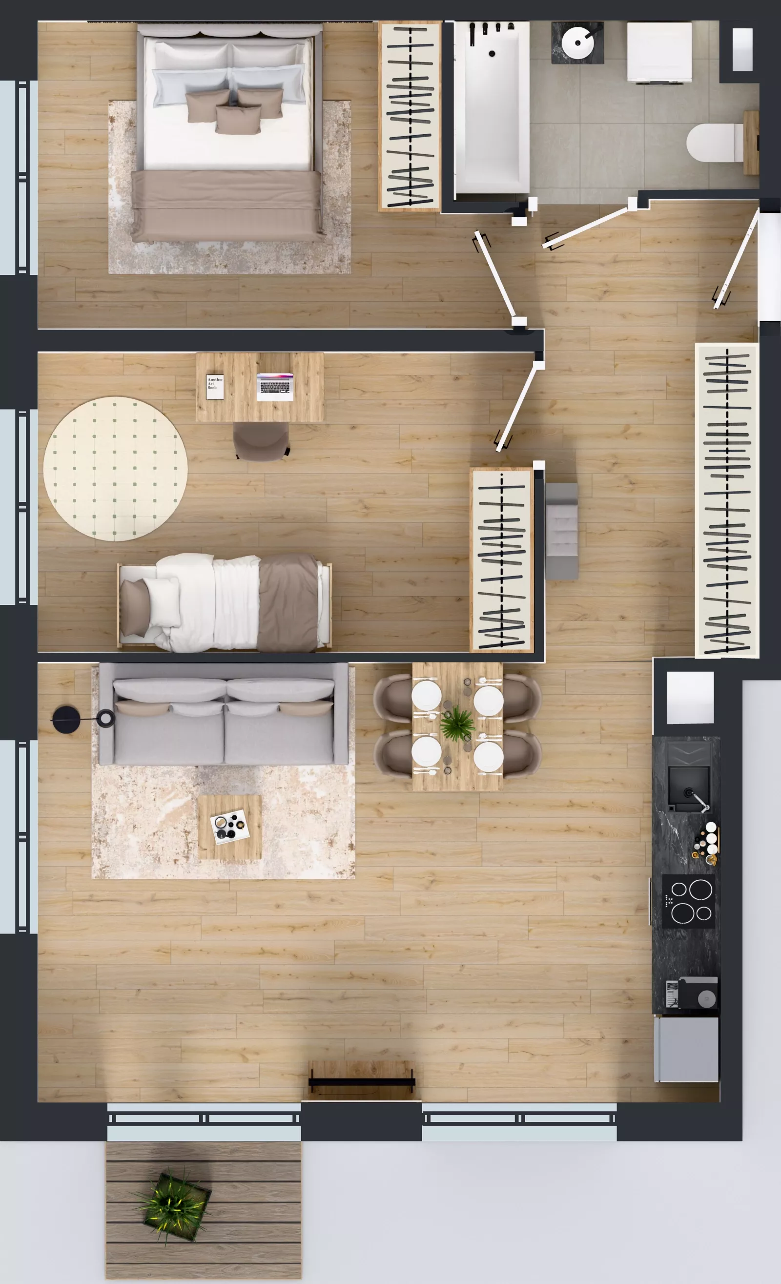 3 pokoje, mieszkanie 63,90 m², piętro 1, oferta nr L 1_M08, Clou Lindego, Kraków, Bronowice, ul. Samuela Bogumiła Lindego 5
