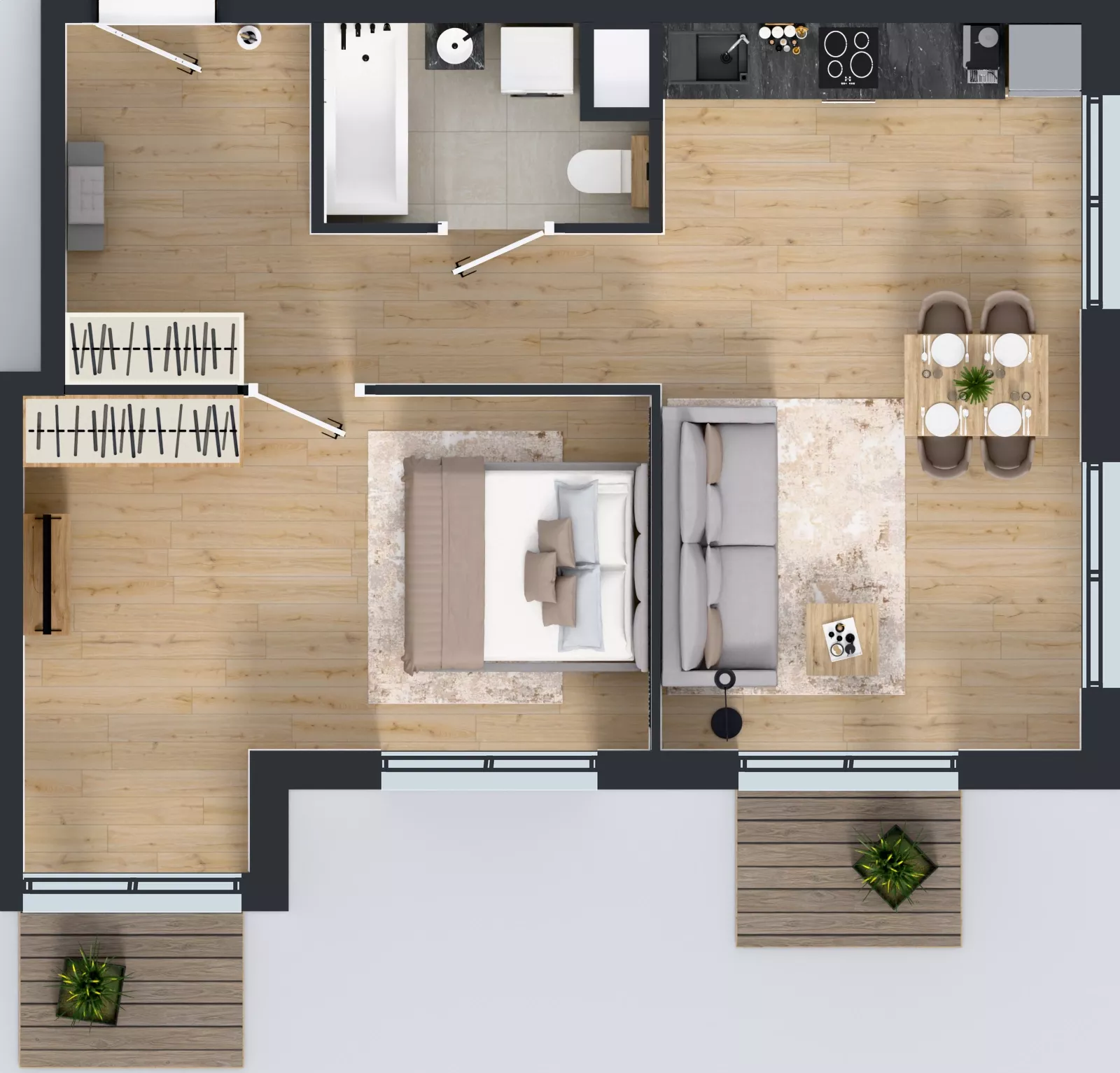 2 pokoje, mieszkanie 51,80 m², piętro 1, oferta nr L 1_M09, Clou Lindego, Kraków, Bronowice, ul. Samuela Bogumiła Lindego 5