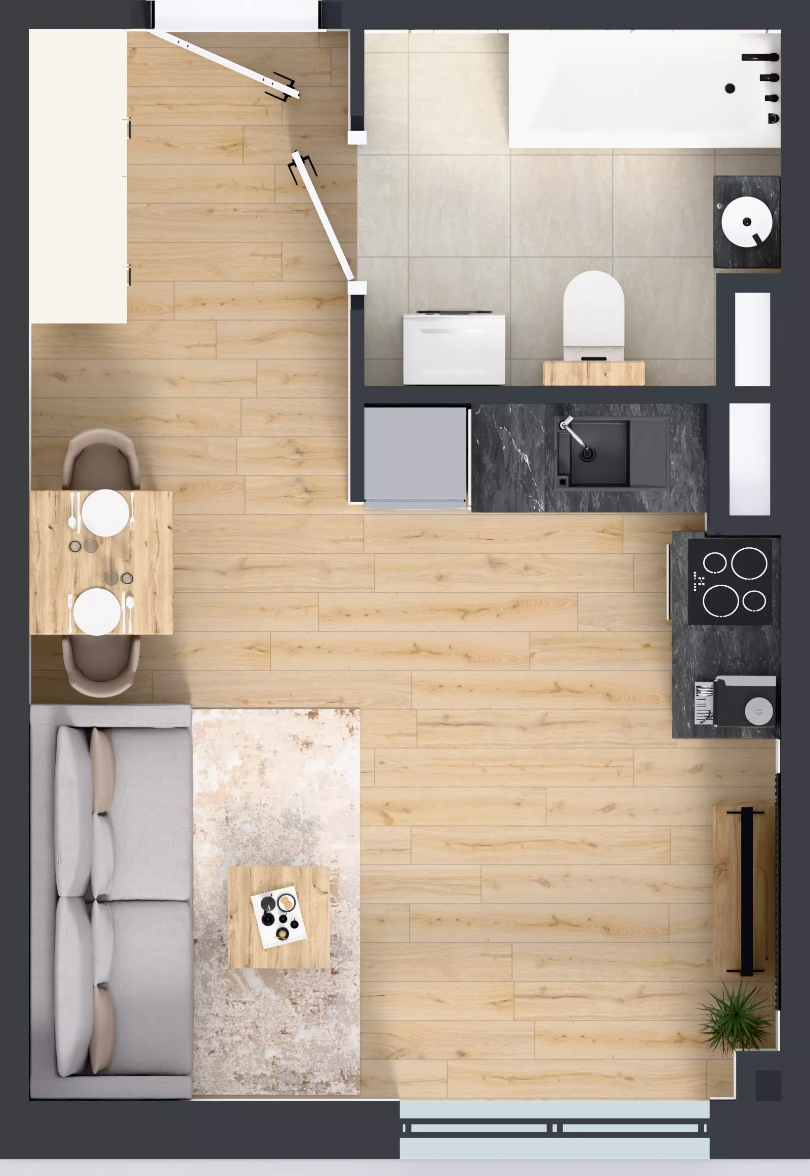 1 pokój, mieszkanie 26,73 m², piętro 2, oferta nr L 2_M13, Clou Lindego, Kraków, Bronowice, ul. Samuela Bogumiła Lindego 5