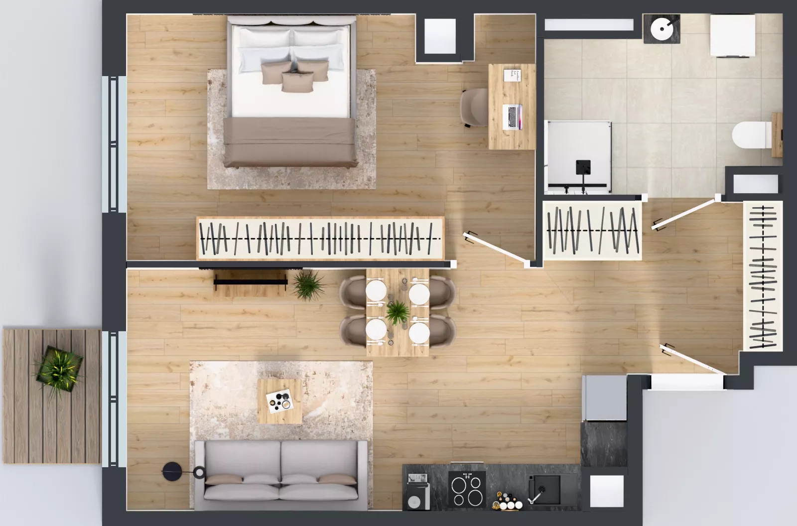 2 pokoje, mieszkanie 52,07 m², piętro 2, oferta nr L 2_M02, Clou Lindego, Kraków, Bronowice, ul. Samuela Bogumiła Lindego 5