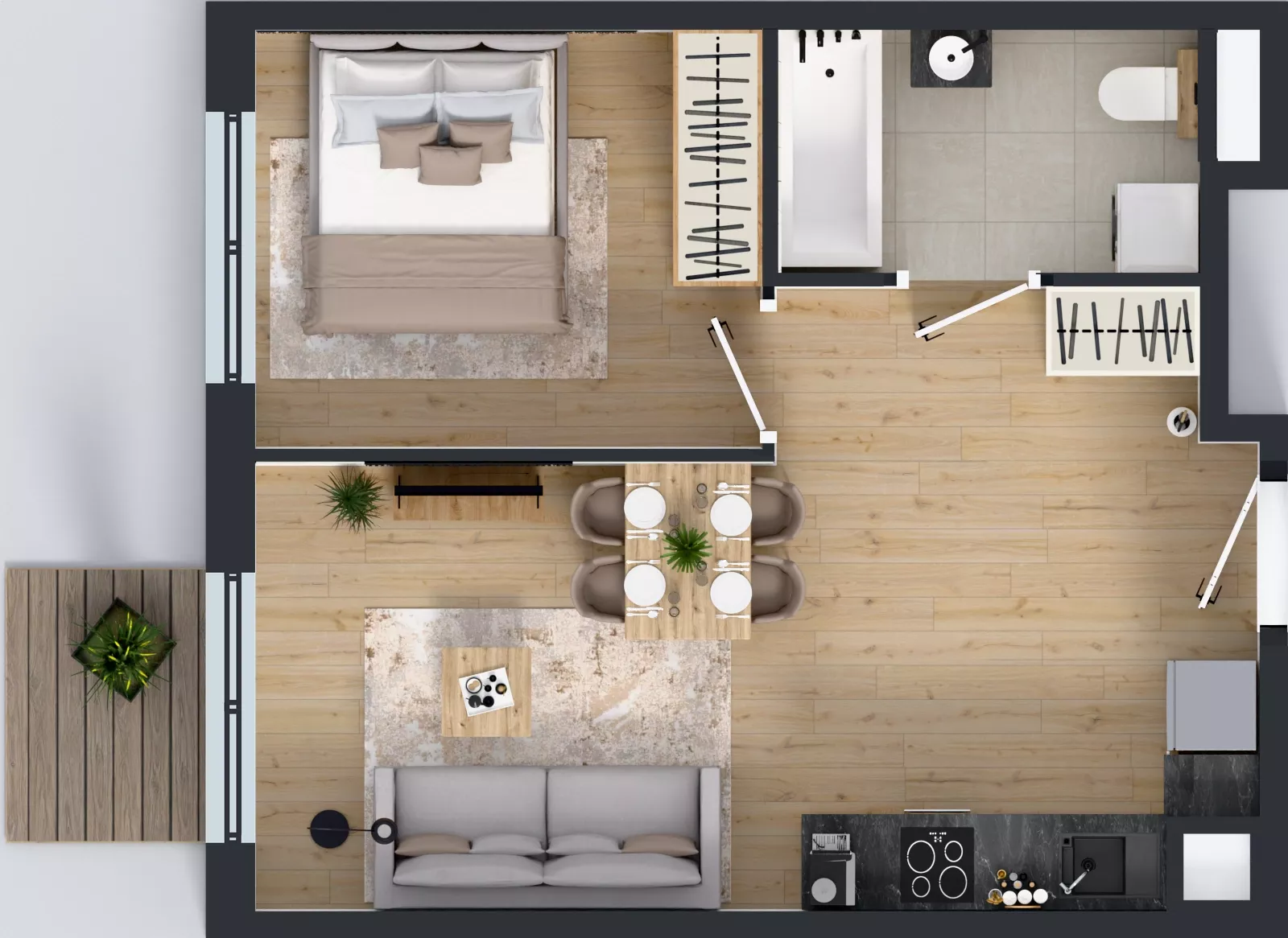 2 pokoje, mieszkanie 37,49 m², piętro 2, oferta nr L 2_M03, Clou Lindego, Kraków, Bronowice, ul. Samuela Bogumiła Lindego 5