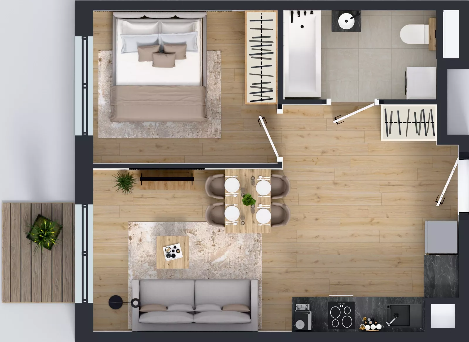 2 pokoje, mieszkanie 37,57 m², piętro 2, oferta nr L 2_M04, Clou Lindego, Kraków, Bronowice, ul. Samuela Bogumiła Lindego 5