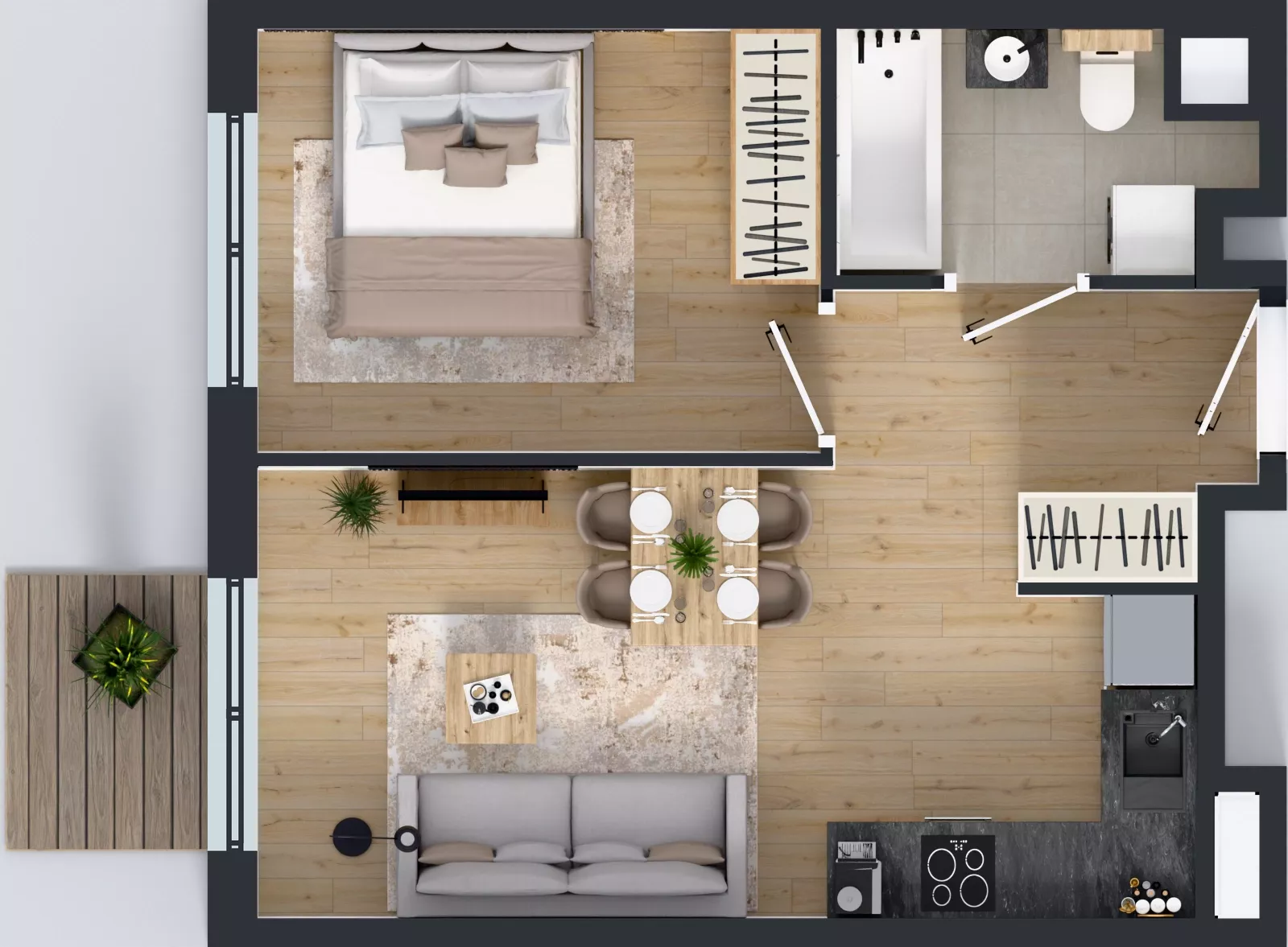 2 pokoje, mieszkanie 37,54 m², piętro 2, oferta nr L 2_M05, Clou Lindego, Kraków, Bronowice, ul. Samuela Bogumiła Lindego 5