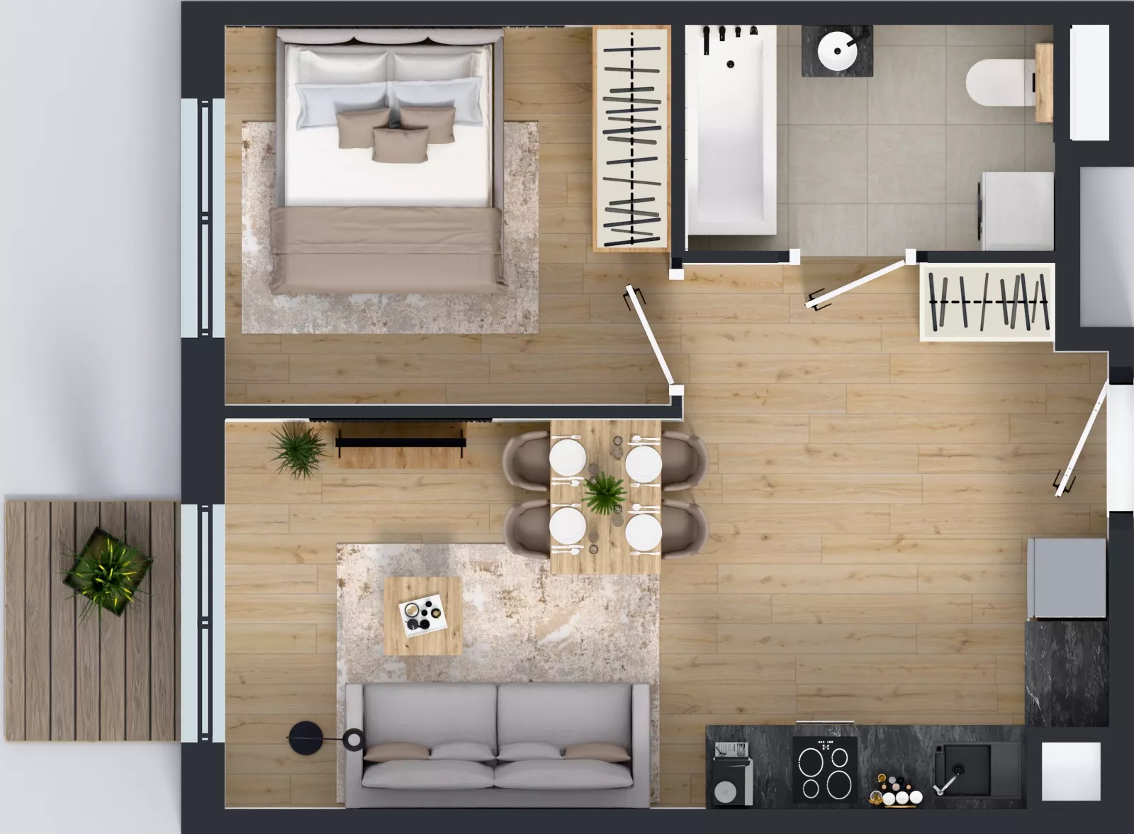 2 pokoje, mieszkanie 38,11 m², piętro 2, oferta nr L 2_M06, Clou Lindego, Kraków, Bronowice, ul. Samuela Bogumiła Lindego 5