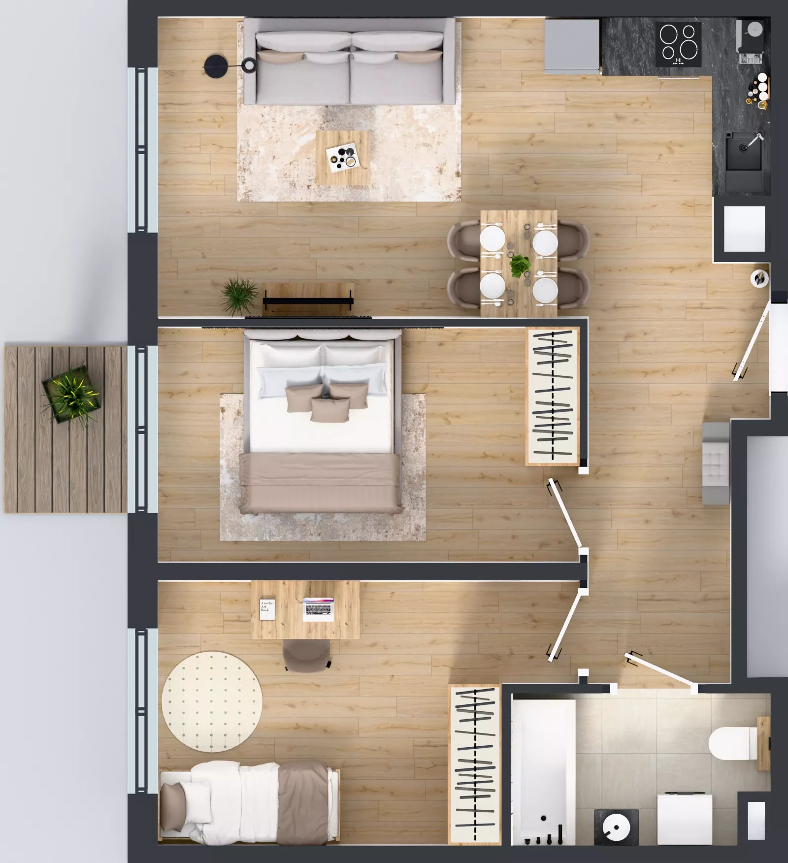 3 pokoje, mieszkanie 57,11 m², piętro 2, oferta nr L 2_M07, Clou Lindego, Kraków, Bronowice, ul. Samuela Bogumiła Lindego 5
