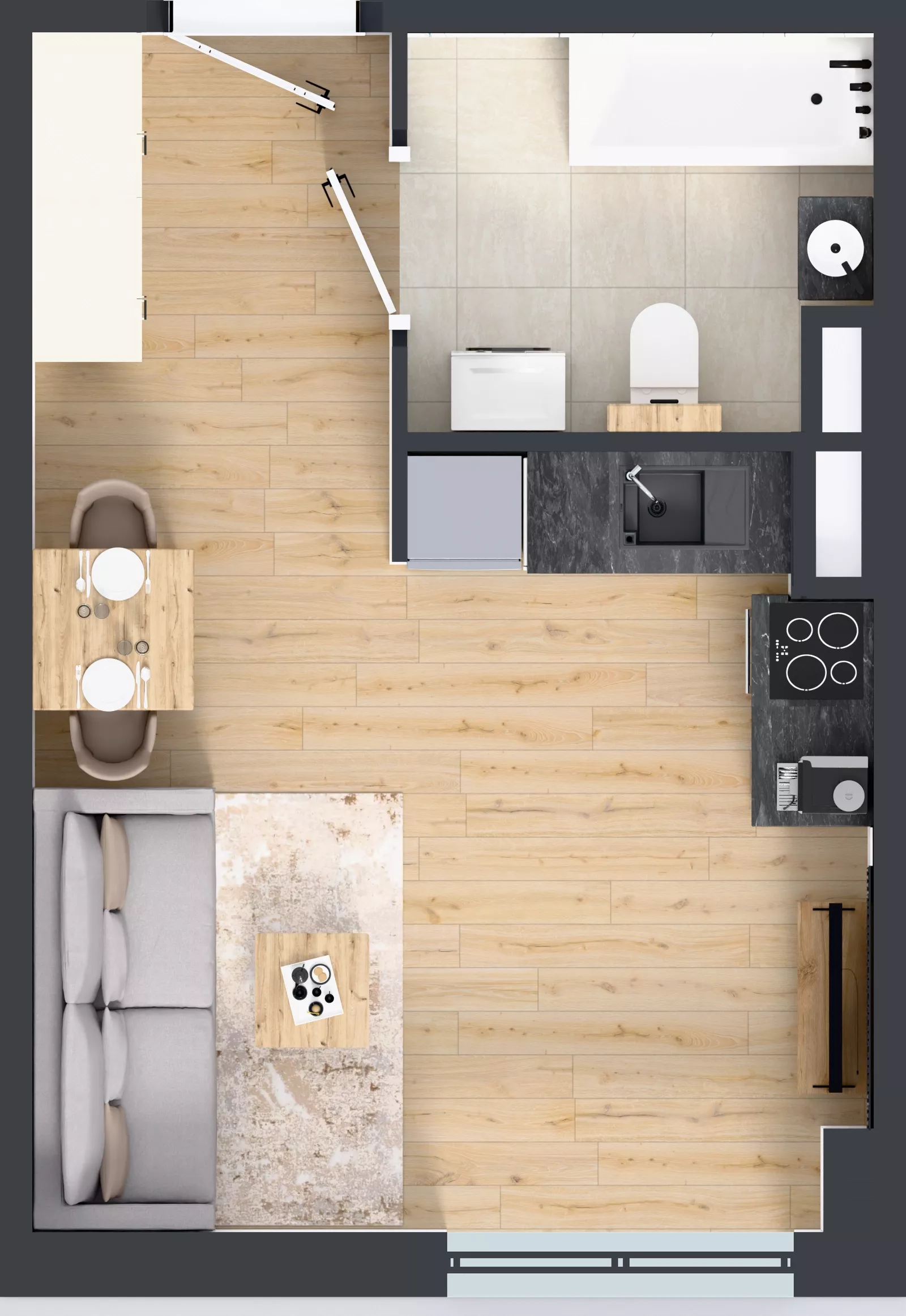 1 pokój, mieszkanie 26,64 m², piętro 3, oferta nr L 3_M09, Clou Lindego, Kraków, Bronowice, ul. Samuela Bogumiła Lindego 5