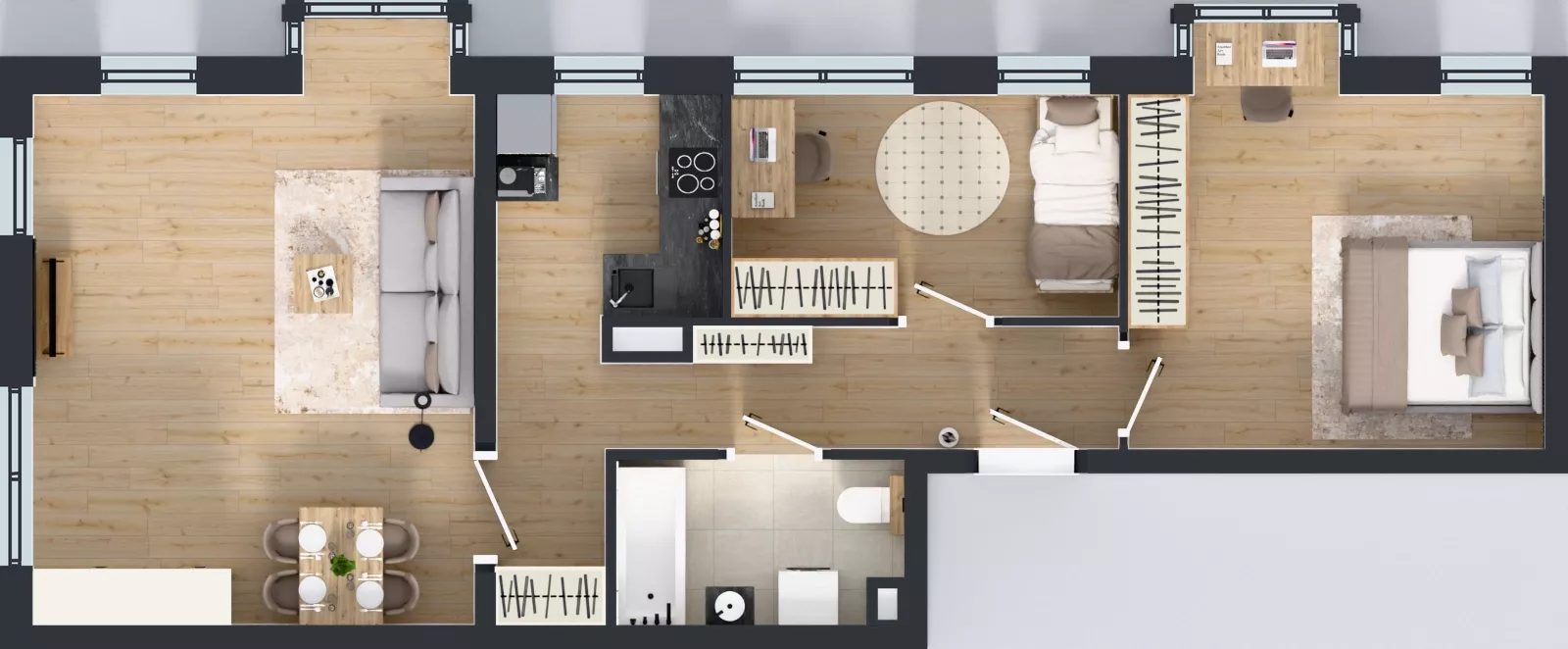 3 pokoje, mieszkanie 69,80 m², piętro 3, oferta nr L 3_M01, Clou Lindego, Kraków, Bronowice, ul. Samuela Bogumiła Lindego 5