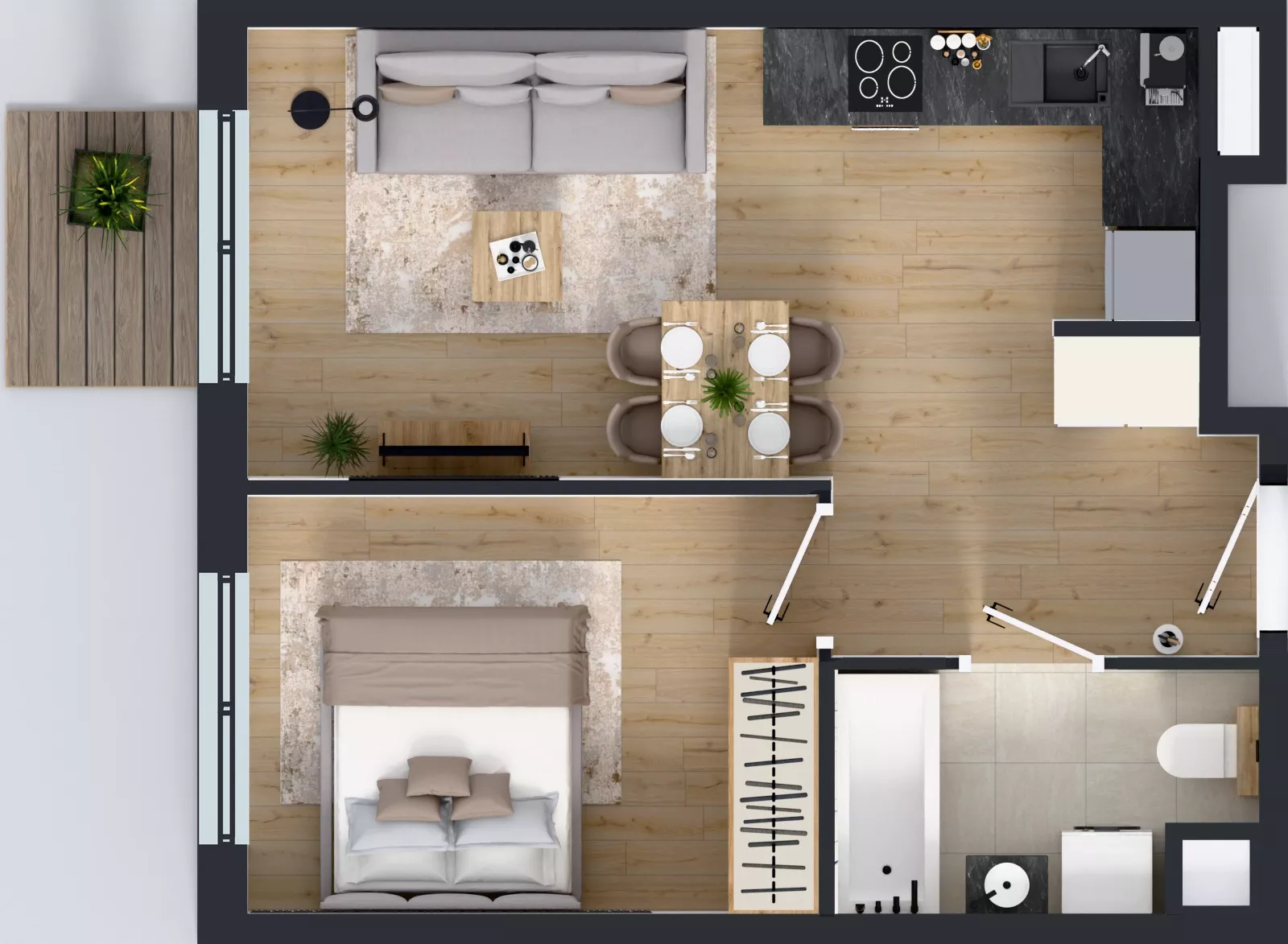 2 pokoje, mieszkanie 37,41 m², piętro 3, oferta nr L 3_M03, Clou Lindego, Kraków, Bronowice, ul. Samuela Bogumiła Lindego 5