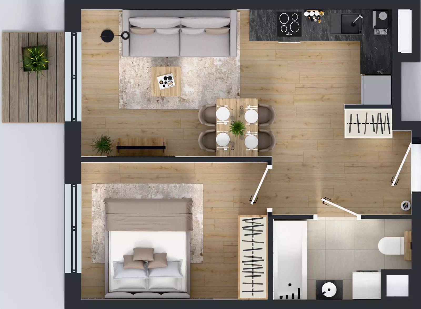 2 pokoje, mieszkanie 37,47 m², piętro 3, oferta nr L 3_M04, Clou Lindego, Kraków, Bronowice, ul. Samuela Bogumiła Lindego 5