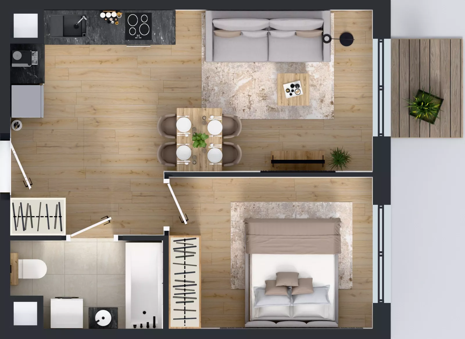 2 pokoje, mieszkanie 38,19 m², piętro 3, oferta nr L 3_M08, Clou Lindego, Kraków, Bronowice, ul. Samuela Bogumiła Lindego 5