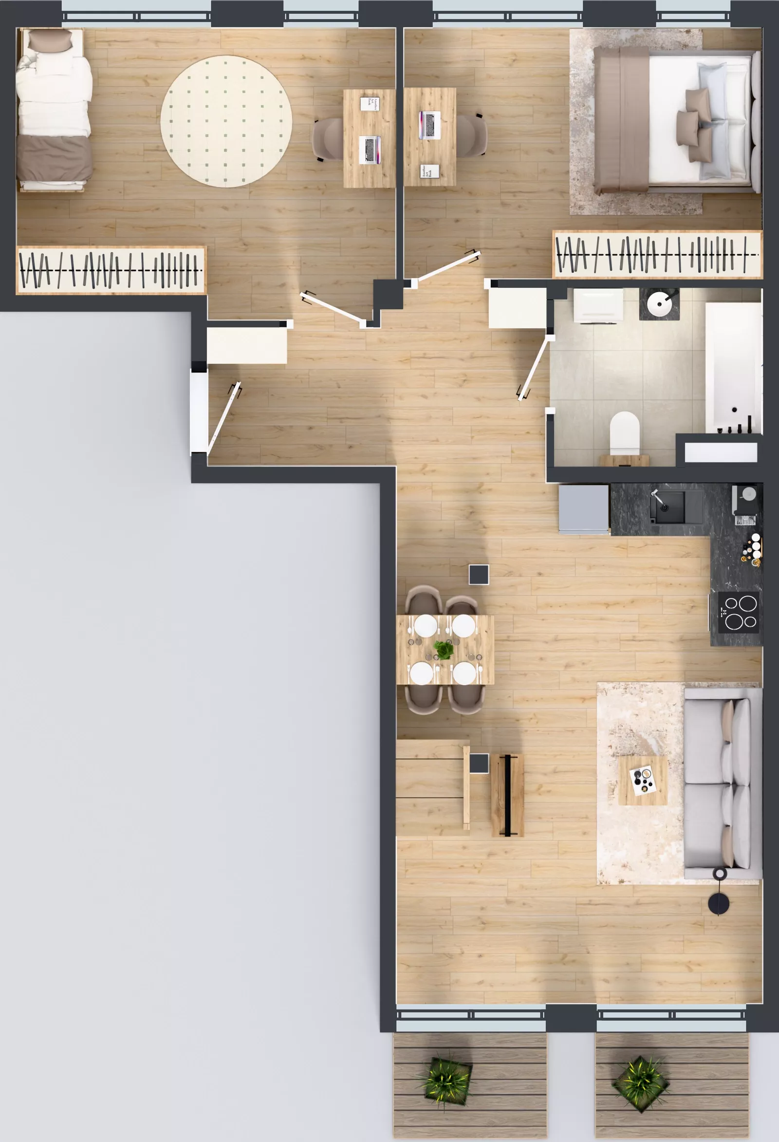 3 pokoje, mieszkanie 70,04 m², piętro 4, oferta nr L 4_M08, Clou Lindego, Kraków, Bronowice, ul. Samuela Bogumiła Lindego 5