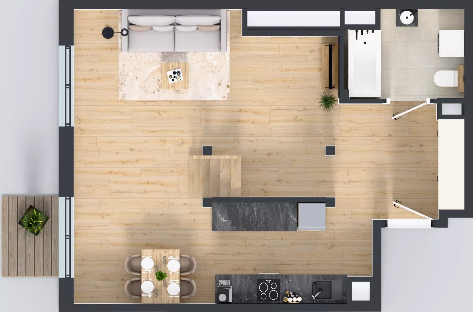 2 pokoje, mieszkanie 51,33 m², piętro 4, oferta nr L 4_M02, Clou Lindego, Kraków, Bronowice, ul. Samuela Bogumiła Lindego 5