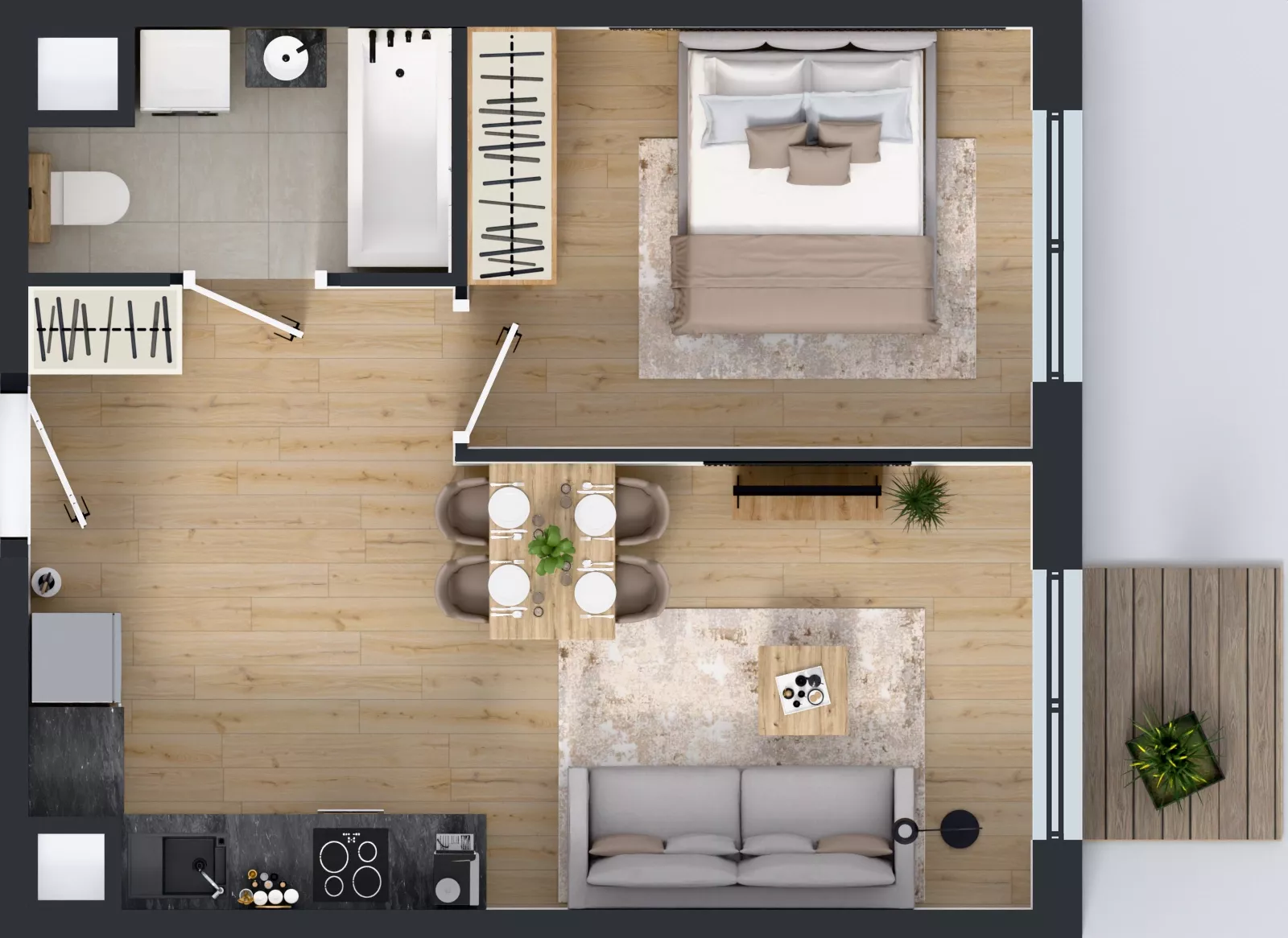 2 pokoje, mieszkanie 38,09 m², piętro 4, oferta nr L 4_M06, Clou Lindego, Kraków, Bronowice, ul. Samuela Bogumiła Lindego 5