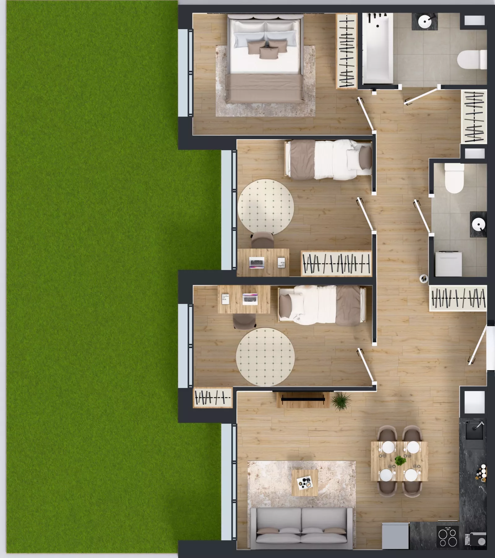 4 pokoje, mieszkanie 71,06 m², parter, oferta nr M2005, Osiedle Ozon - Etap VIII, Kraków, Prądnik Biały, Górka Narodowa, ul. Stefana Banacha/ul. Fryderyka Schillinga