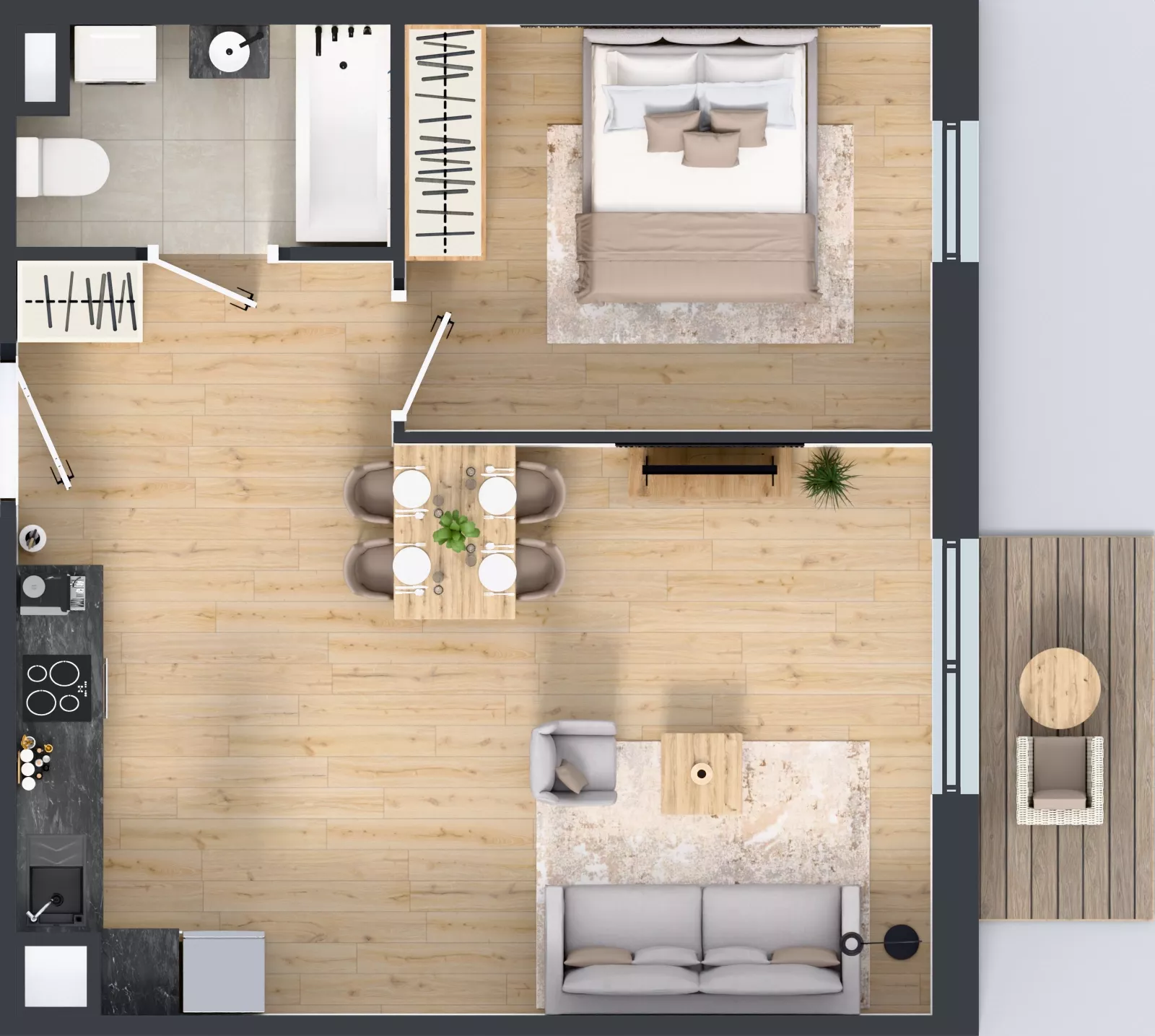 2 pokoje, mieszkanie 47,05 m², piętro 1, oferta nr M2008, Osiedle Ozon - Etap VIII, Kraków, Prądnik Biały, Górka Narodowa, ul. Stefana Banacha/ul. Fryderyka Schillinga