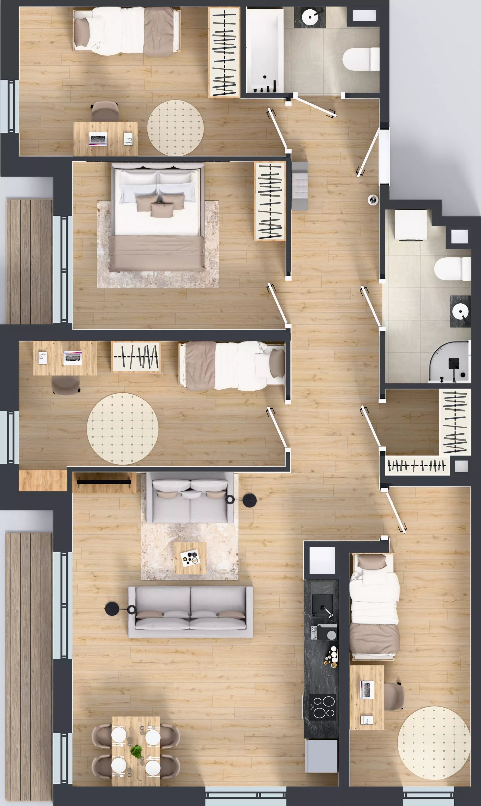 5 pokoi, mieszkanie 99,95 m², piętro 3, oferta nr M2027, Osiedle Ozon - Etap VIII, Kraków, Prądnik Biały, Górka Narodowa, ul. Stefana Banacha/ul. Fryderyka Schillinga