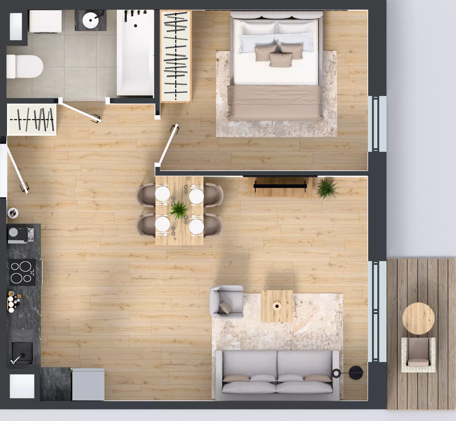 2 pokoje, mieszkanie 47,23 m², piętro 4, oferta nr M2032, Osiedle Ozon - Etap VIII, Kraków, Prądnik Biały, Górka Narodowa, ul. Stefana Banacha/ul. Fryderyka Schillinga