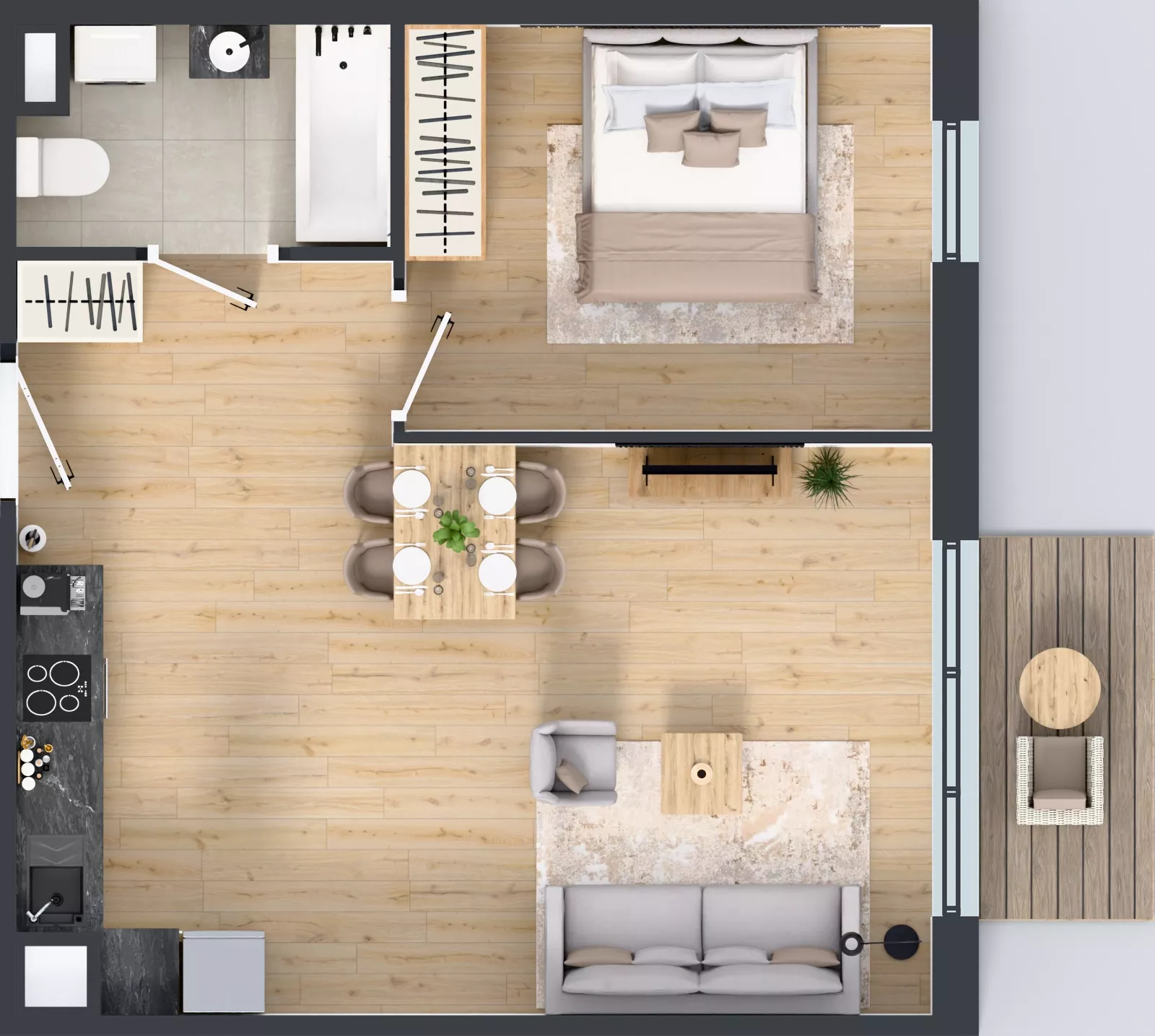 2 pokoje, mieszkanie 47,23 m², piętro 5, oferta nr M2040, Osiedle Ozon - Etap VIII, Kraków, Prądnik Biały, Górka Narodowa, ul. Stefana Banacha/ul. Fryderyka Schillinga