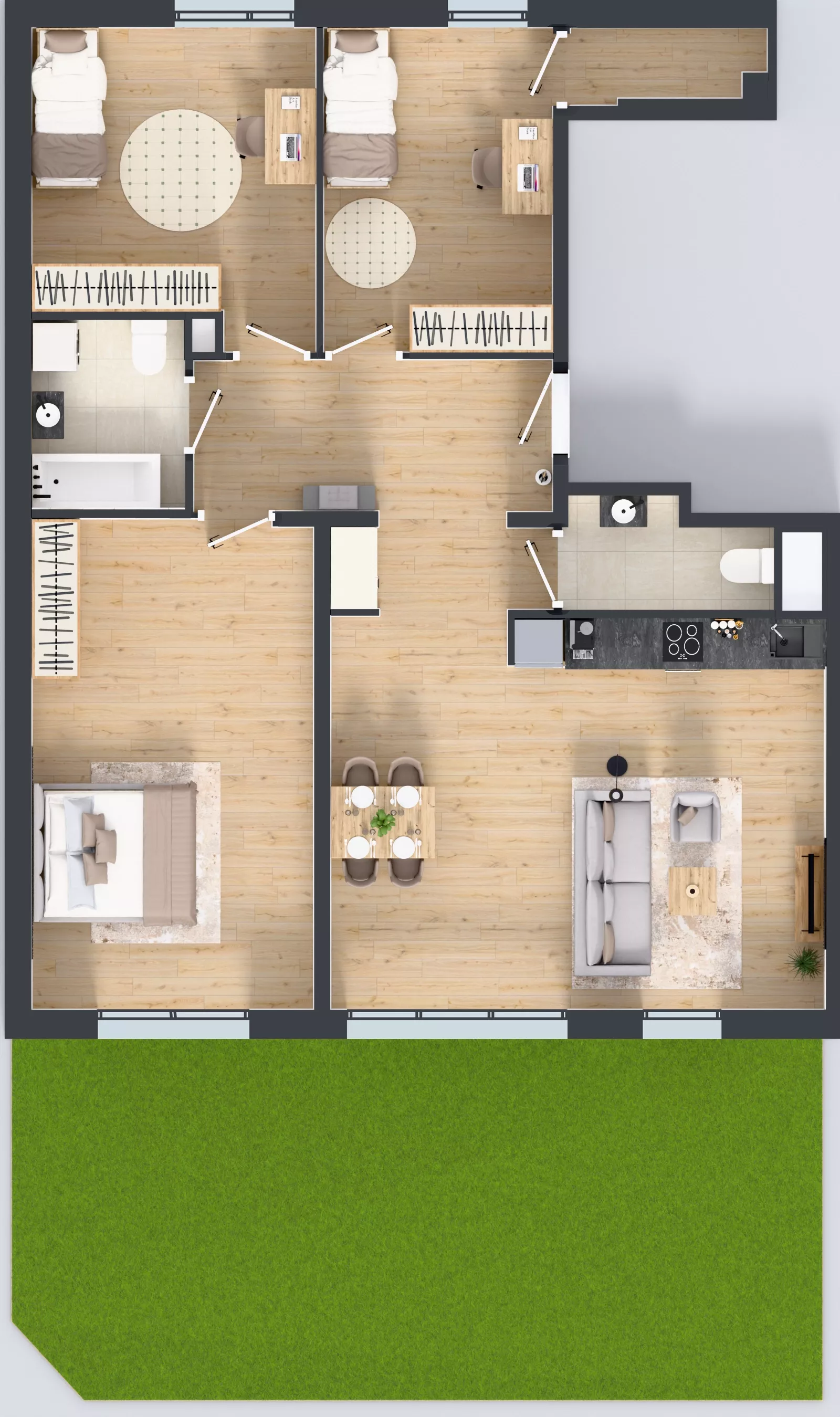 4 pokoje, mieszkanie 98,82 m², parter, oferta nr M4002, Osiedle Ozon - Etap VIII, Kraków, Prądnik Biały, Górka Narodowa, ul. Stefana Banacha/ul. Fryderyka Schillinga