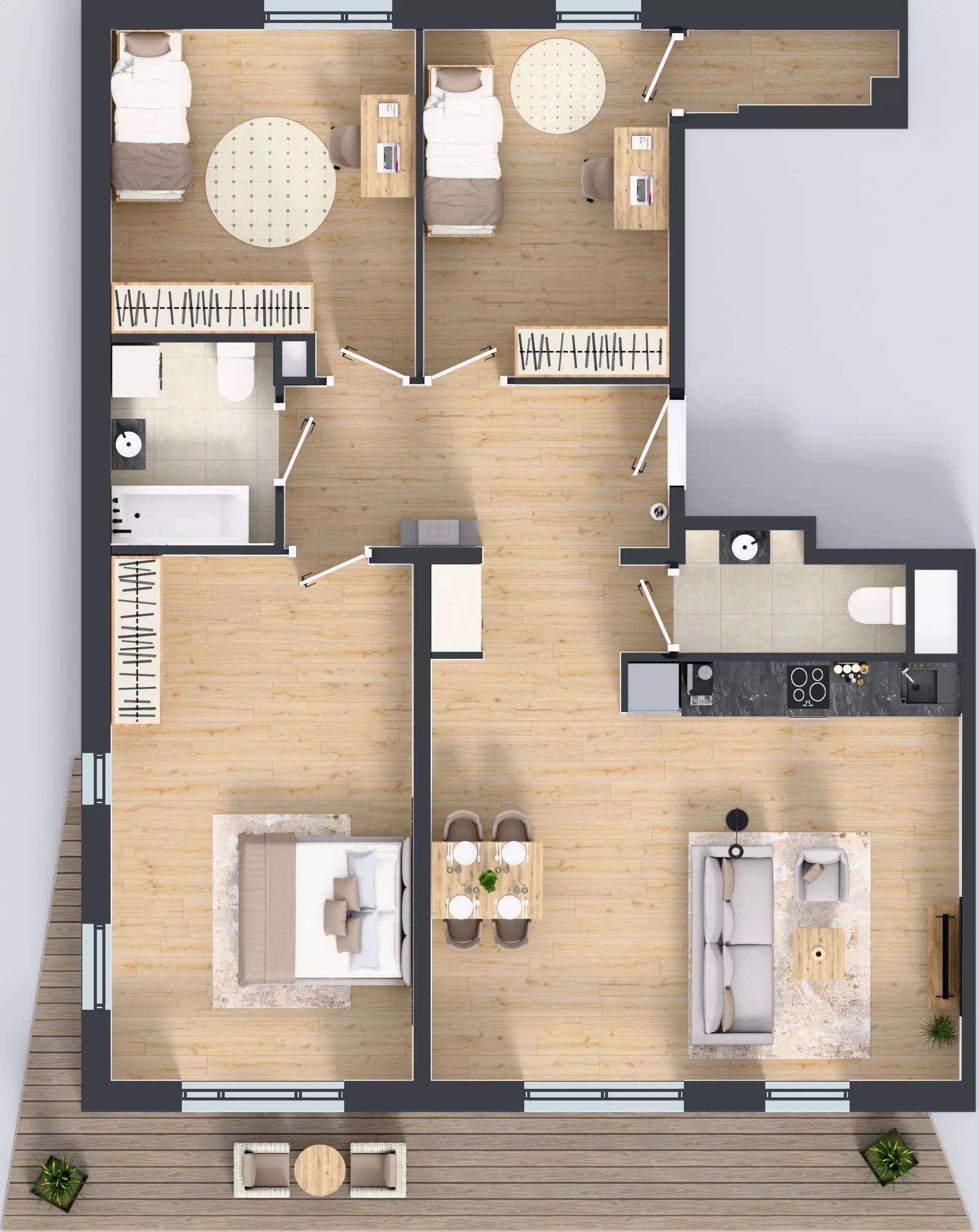 4 pokoje, mieszkanie 98,83 m², piętro 2, oferta nr M4006, Osiedle Ozon - Etap VIII, Kraków, Prądnik Biały, Górka Narodowa, ul. Stefana Banacha/ul. Fryderyka Schillinga