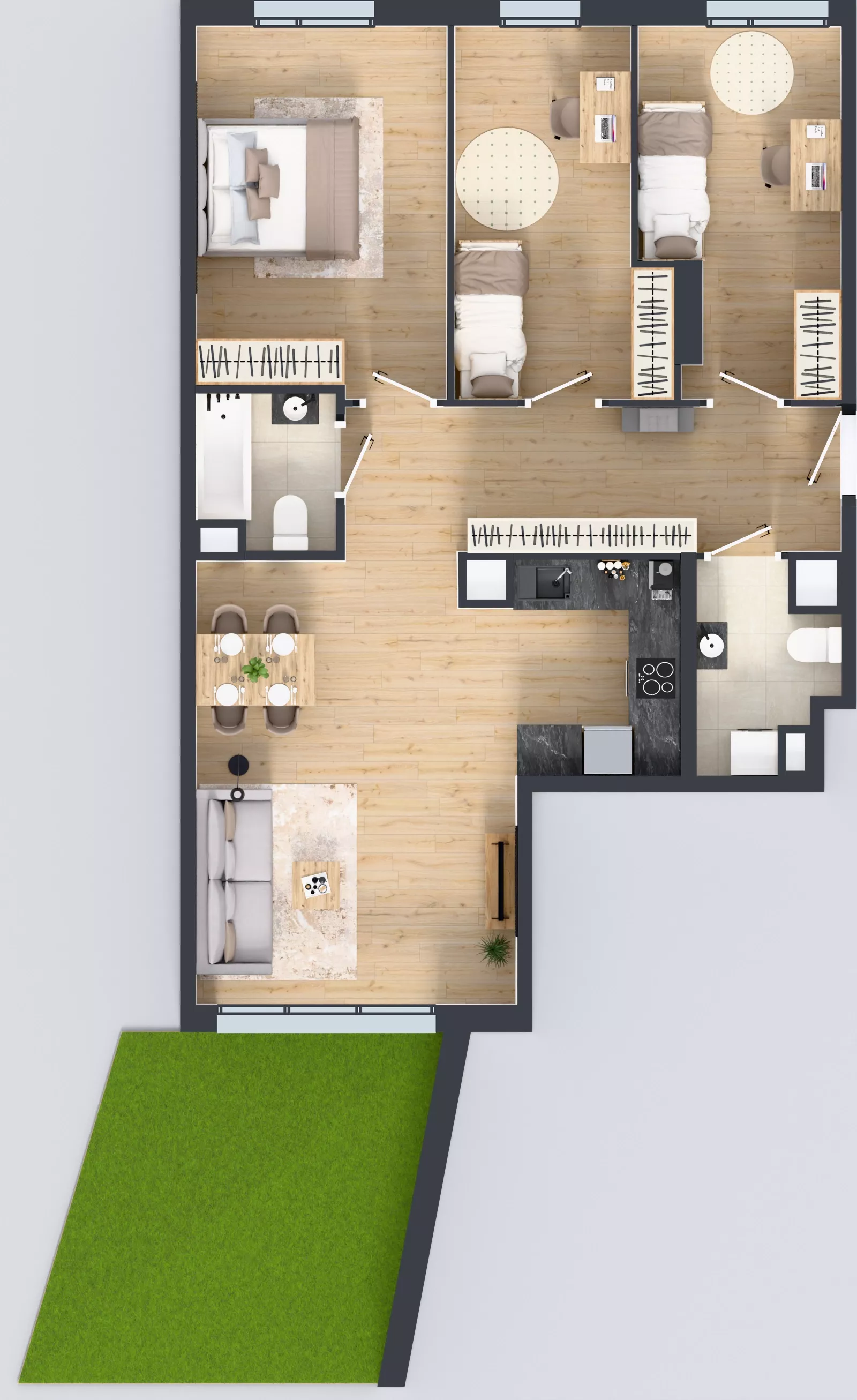 4 pokoje, mieszkanie 82,98 m², parter, oferta nr M4013, Osiedle Ozon - Etap VIII, Kraków, Prądnik Biały, Górka Narodowa, ul. Stefana Banacha/ul. Fryderyka Schillinga