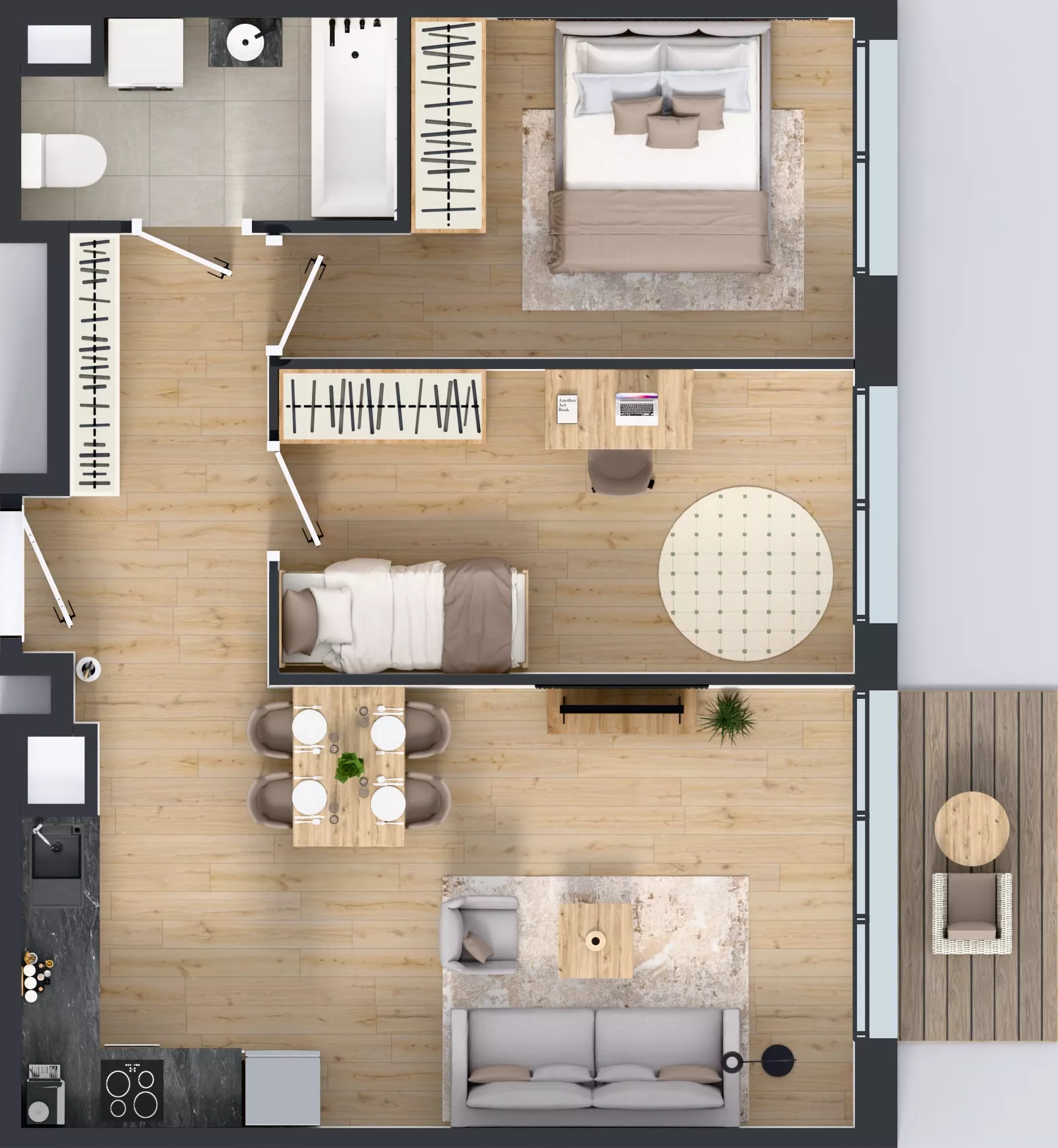 3 pokoje, mieszkanie 56,01 m², parter, oferta nr M4017, Osiedle Ozon - Etap VIII, Kraków, Prądnik Biały, Górka Narodowa, ul. Stefana Banacha/ul. Fryderyka Schillinga