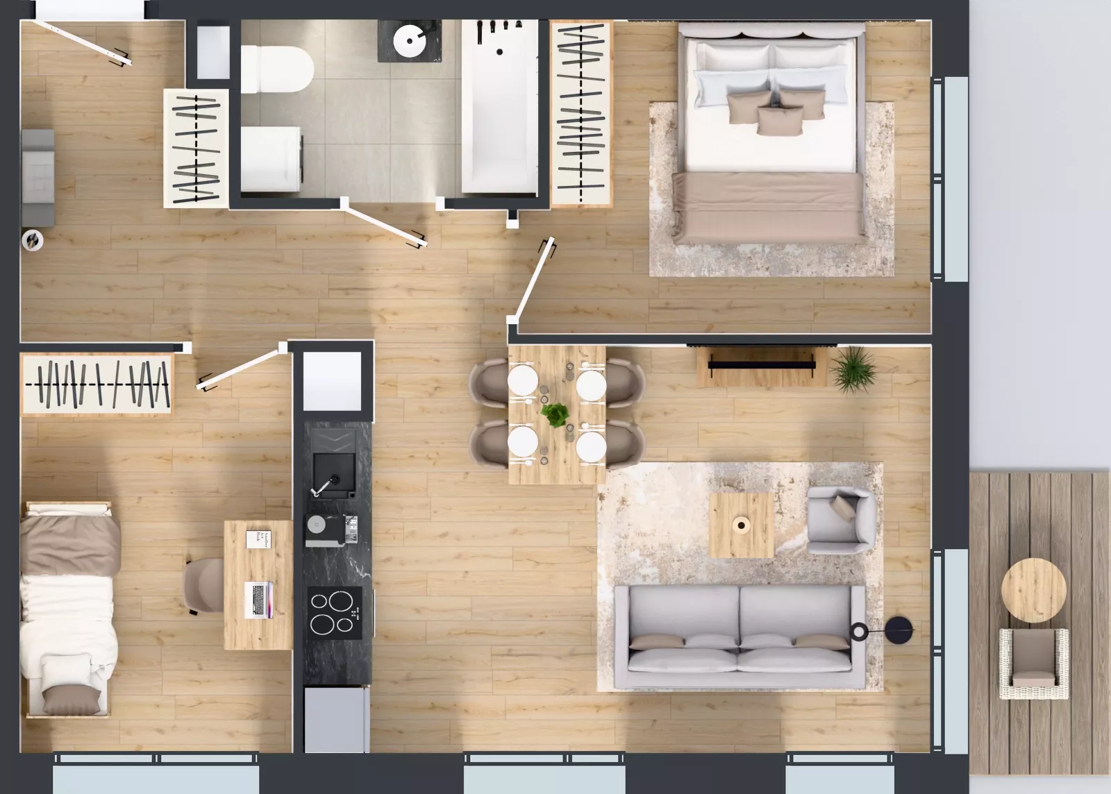 3 pokoje, mieszkanie 54,76 m², parter, oferta nr M4018, Osiedle Ozon - Etap VIII, Kraków, Prądnik Biały, Górka Narodowa, ul. Stefana Banacha/ul. Fryderyka Schillinga