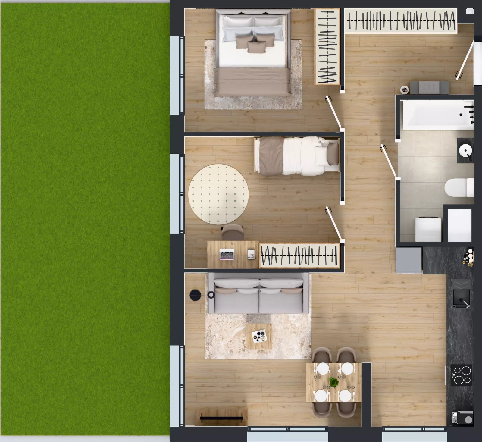 3 pokoje, mieszkanie 61,90 m², parter, oferta nr M4019, Osiedle Ozon - Etap VIII, Kraków, Prądnik Biały, Górka Narodowa, ul. Stefana Banacha/ul. Fryderyka Schillinga