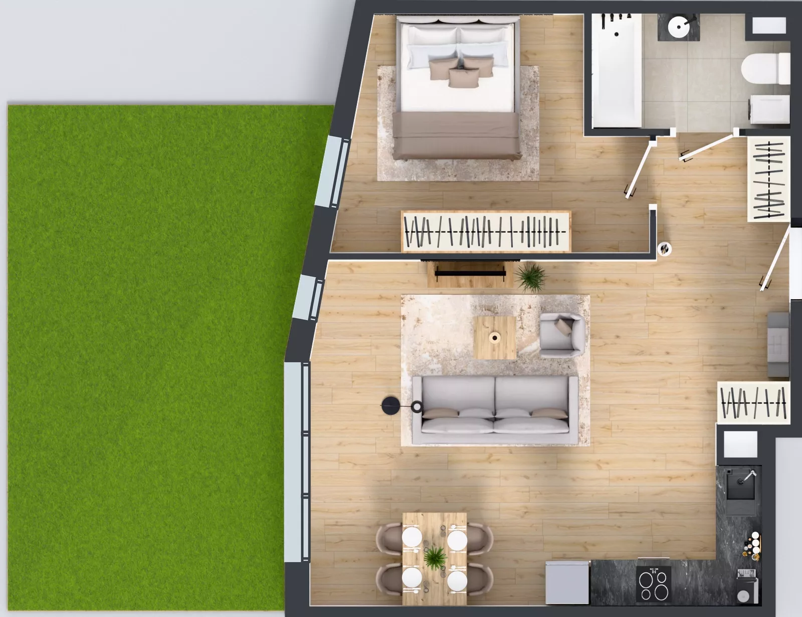 2 pokoje, mieszkanie 50,45 m², parter, oferta nr M4021, Osiedle Ozon - Etap VIII, Kraków, Prądnik Biały, Górka Narodowa, ul. Stefana Banacha/ul. Fryderyka Schillinga
