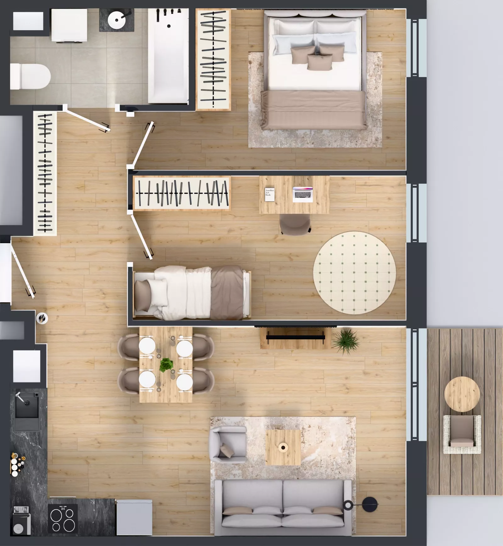 3 pokoje, mieszkanie 56,01 m², piętro 1, oferta nr M4026, Osiedle Ozon - Etap VIII, Kraków, Prądnik Biały, Górka Narodowa, ul. Stefana Banacha/ul. Fryderyka Schillinga