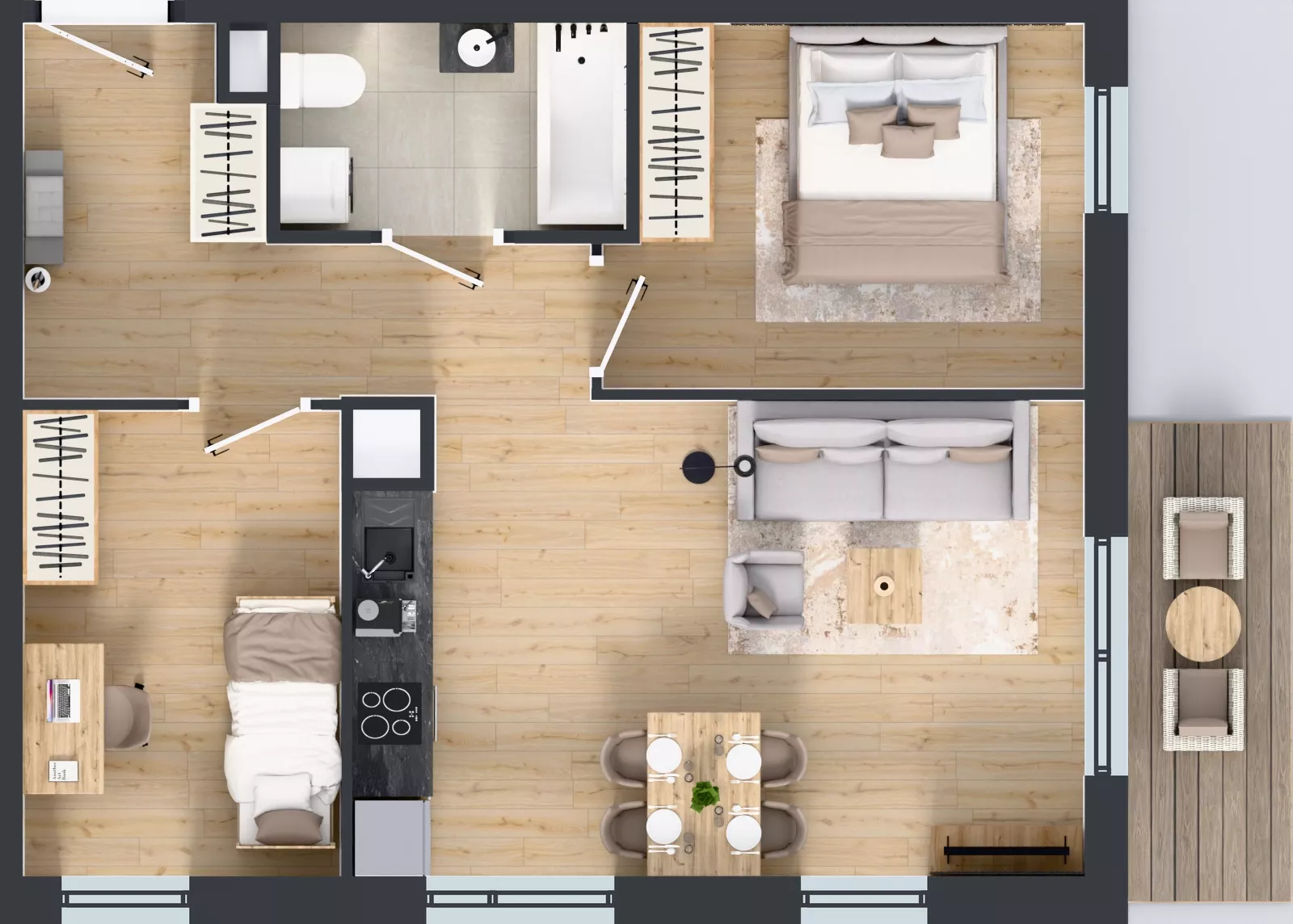 3 pokoje, mieszkanie 54,73 m², piętro 1, oferta nr M4027, Osiedle Ozon - Etap VIII, Kraków, Prądnik Biały, Górka Narodowa, ul. Stefana Banacha/ul. Fryderyka Schillinga