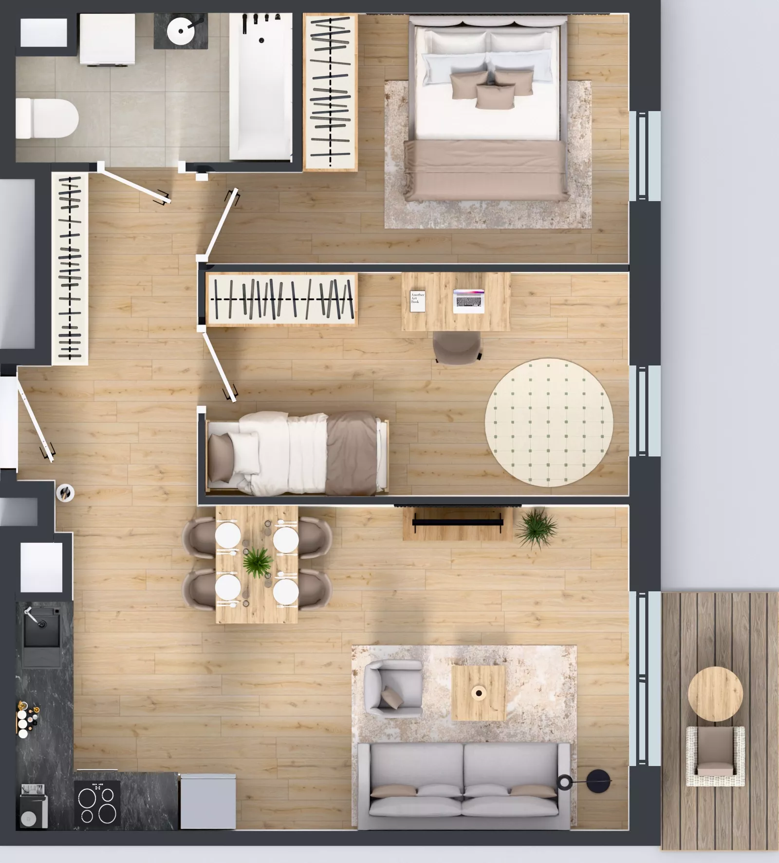 3 pokoje, mieszkanie 56,22 m², piętro 2, oferta nr M4035, Osiedle Ozon - Etap VIII, Kraków, Prądnik Biały, Górka Narodowa, ul. Stefana Banacha/ul. Fryderyka Schillinga