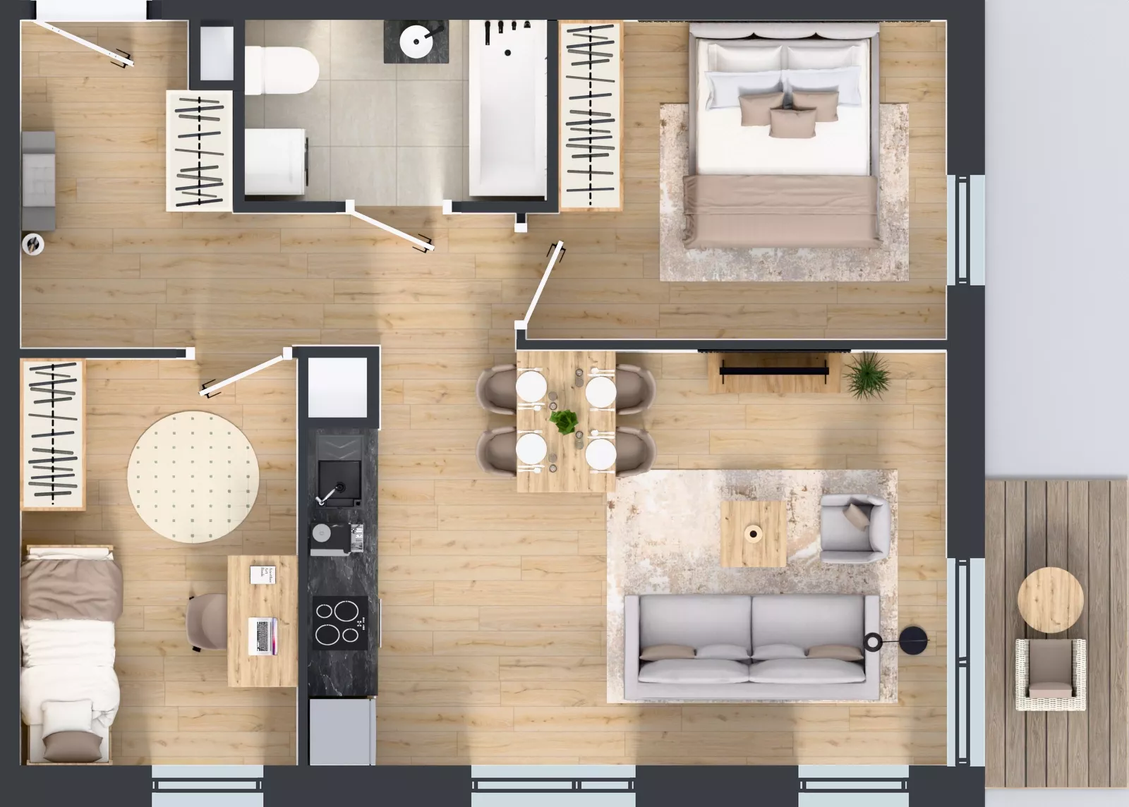 3 pokoje, mieszkanie 54,78 m², piętro 2, oferta nr M4036, Osiedle Ozon - Etap VIII, Kraków, Prądnik Biały, Górka Narodowa, ul. Stefana Banacha/ul. Fryderyka Schillinga