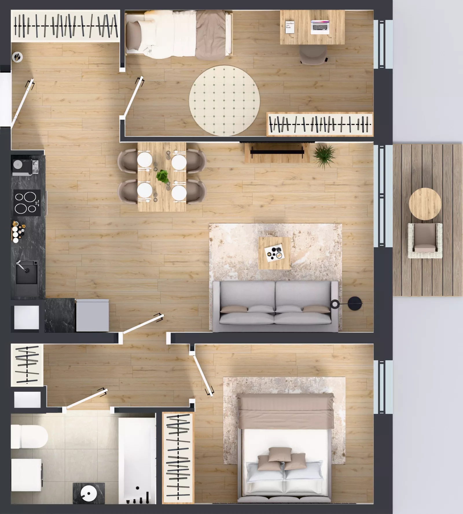 3 pokoje, mieszkanie 58,11 m², piętro 3, oferta nr M4042, Osiedle Ozon - Etap VIII, Kraków, Prądnik Biały, Górka Narodowa, ul. Stefana Banacha/ul. Fryderyka Schillinga