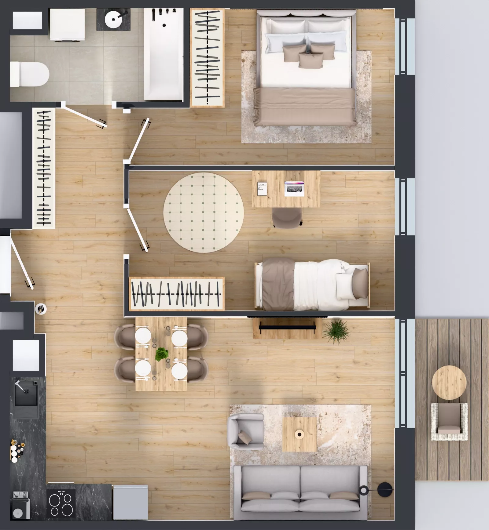 3 pokoje, mieszkanie 56,25 m², piętro 3, oferta nr M4044, Osiedle Ozon - Etap VIII, Kraków, Prądnik Biały, Górka Narodowa, ul. Stefana Banacha/ul. Fryderyka Schillinga
