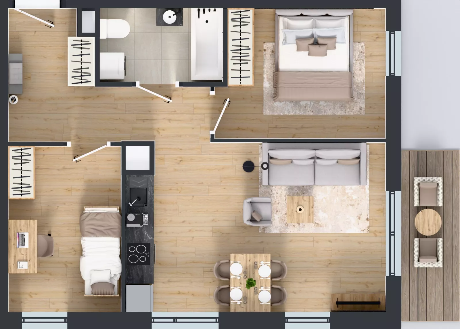 3 pokoje, mieszkanie 54,76 m², piętro 3, oferta nr M4045, Osiedle Ozon - Etap VIII, Kraków, Prądnik Biały, Górka Narodowa, ul. Stefana Banacha/ul. Fryderyka Schillinga