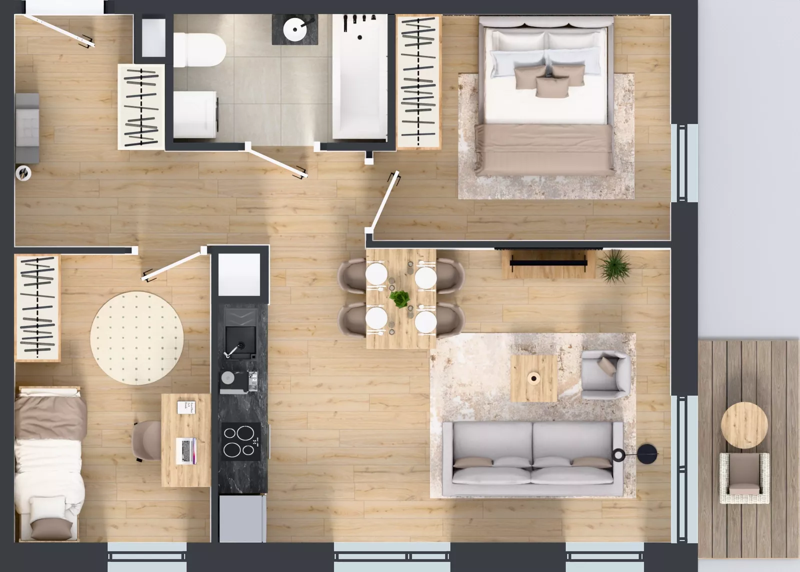 3 pokoje, mieszkanie 54,81 m², piętro 4, oferta nr M4054, Osiedle Ozon - Etap VIII, Kraków, Prądnik Biały, Górka Narodowa, ul. Stefana Banacha/ul. Fryderyka Schillinga