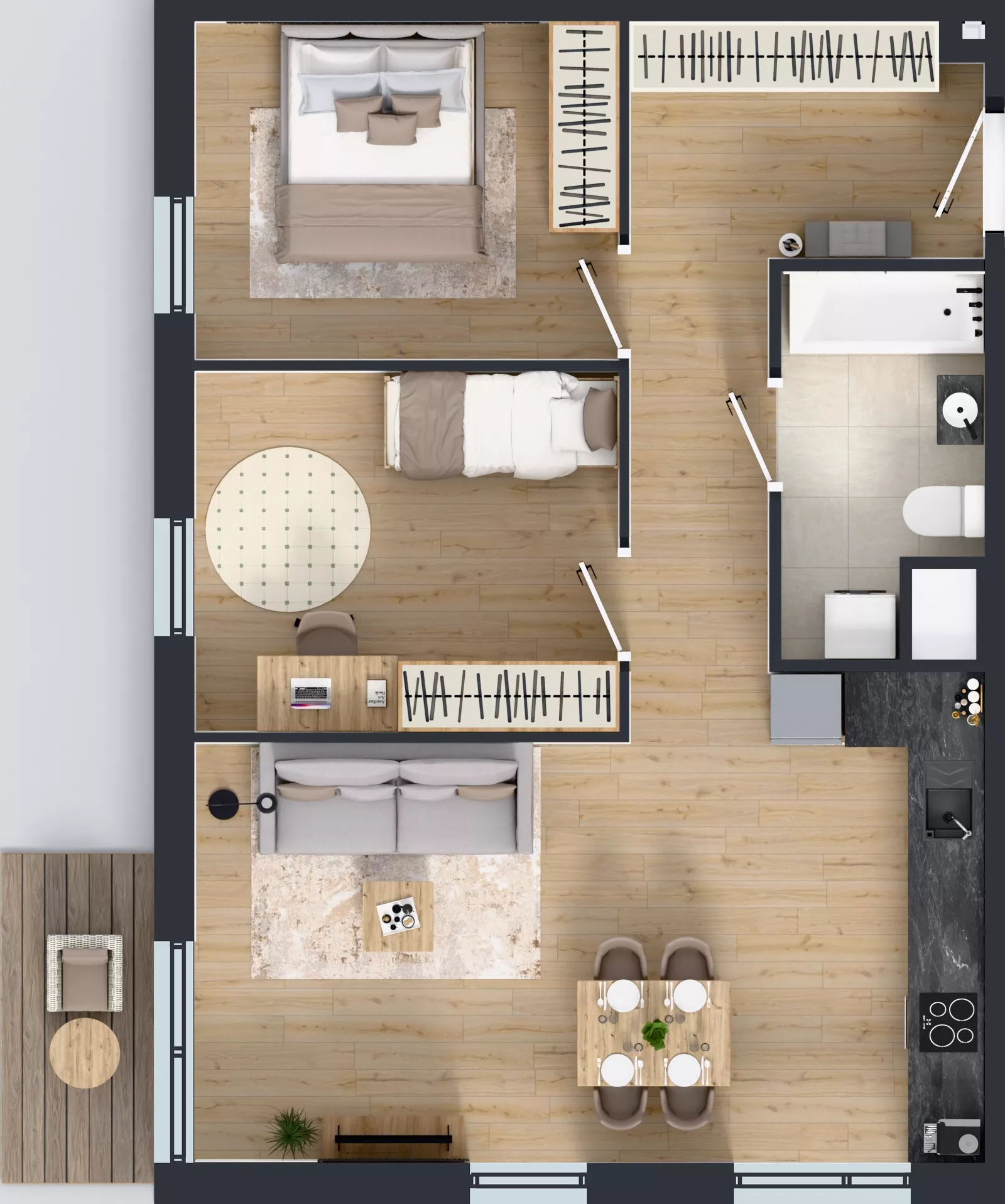 3 pokoje, mieszkanie 62,08 m², piętro 4, oferta nr M4055, Osiedle Ozon - Etap VIII, Kraków, Prądnik Biały, Górka Narodowa, ul. Stefana Banacha/ul. Fryderyka Schillinga