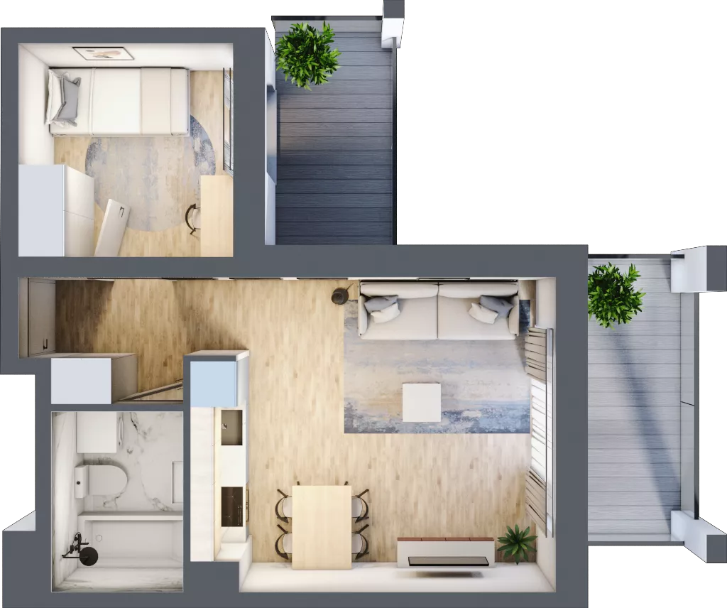 2 pokoje, mieszkanie 35,25 m², piętro 3, oferta nr C8, Dom Hygge Twin, Warszawa, Mokotów, Sielce, ul. Bobrowiecka 4B