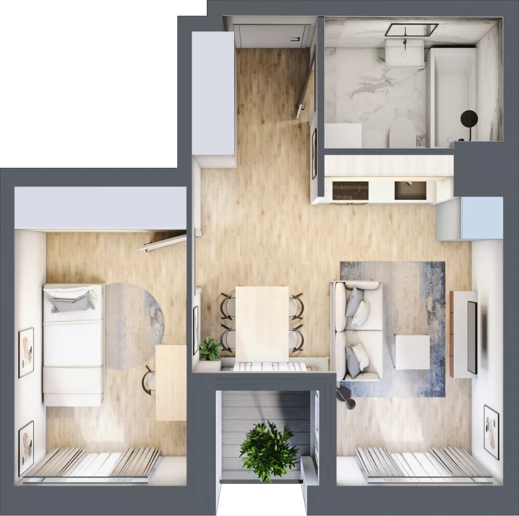 2 pokoje, mieszkanie 36,38 m², piętro 1, oferta nr A5, Dom Hygge Twin, Warszawa, Mokotów, Sielce, ul. Bobrowiecka 4B
