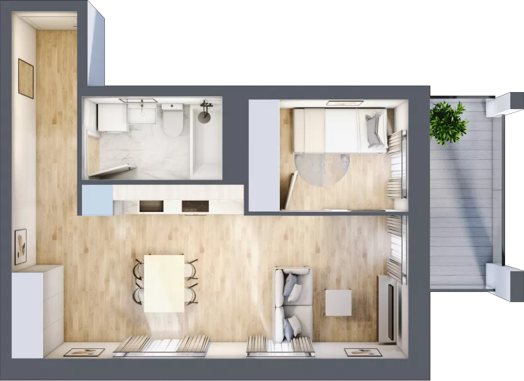 2 pokoje, mieszkanie 39,64 m², piętro 2, oferta nr A10, Dom Hygge Twin, Warszawa, Mokotów, Sielce, ul. Bobrowiecka 4B