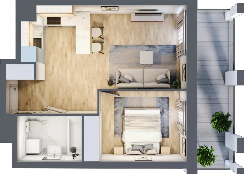2 pokoje, mieszkanie 39,88 m², piętro 3, oferta nr B10, Dom Hygge Twin, Warszawa, Mokotów, Sielce, ul. Bobrowiecka 4B