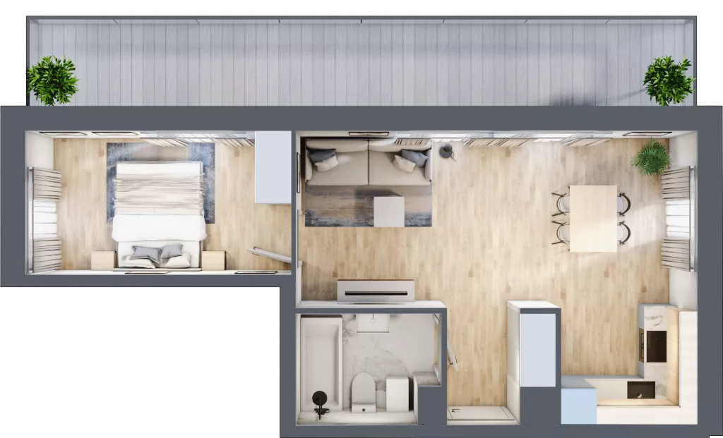 2 pokoje, mieszkanie 43,25 m², piętro 4, oferta nr A24, Dom Hygge Twin, Warszawa, Mokotów, Sielce, ul. Bobrowiecka 4B